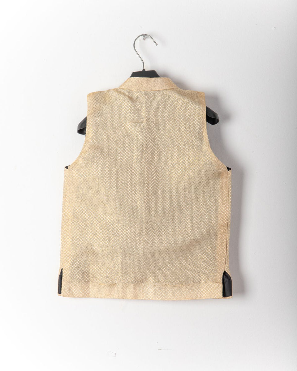 The Great Master (TGM) Jamawar Festive Waistcoat for Men -  Senna Beige main image 0
