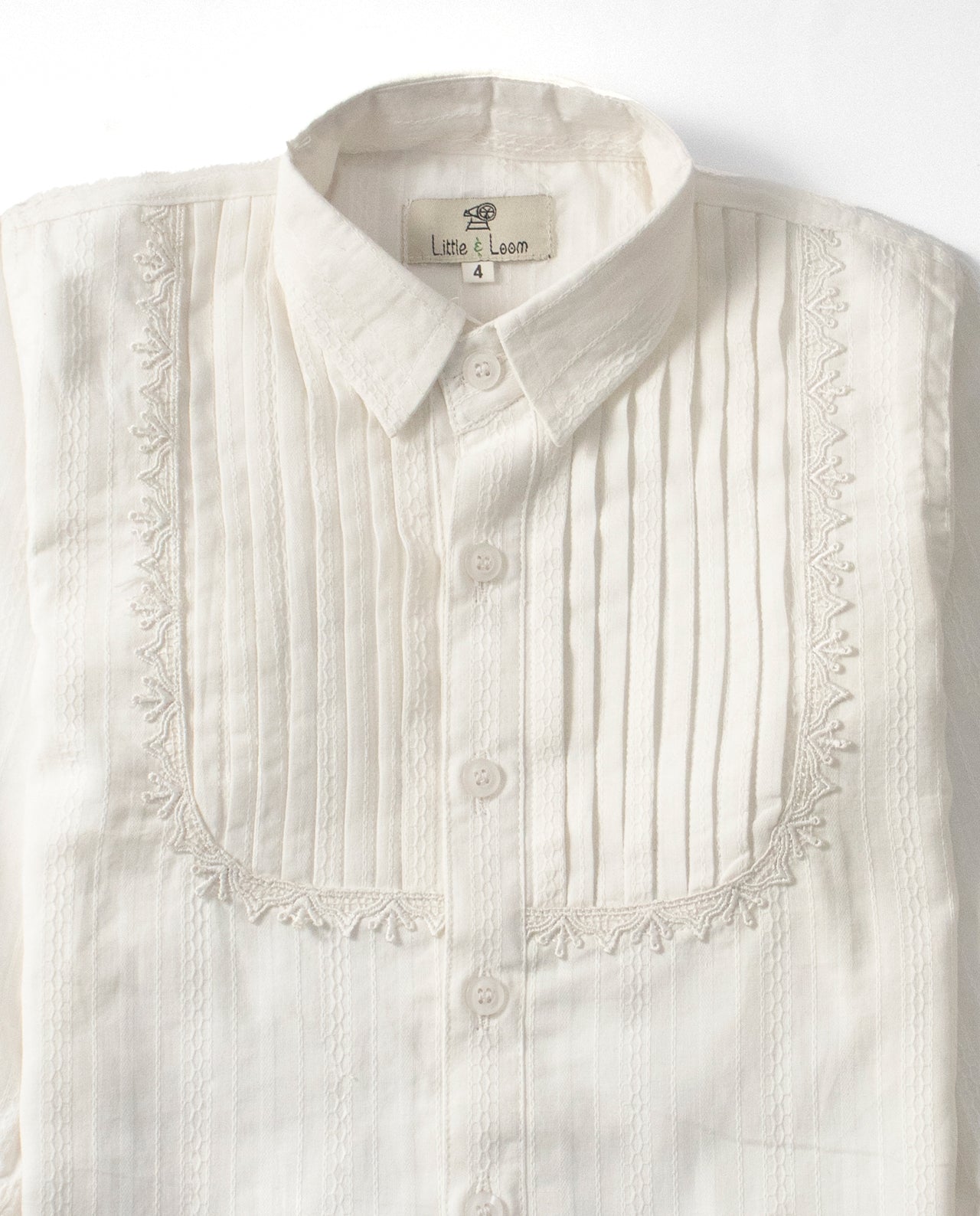 White Embroidered Full-Sleeve Casual Shirt