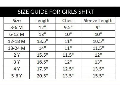 Size Chart Girls Shirt