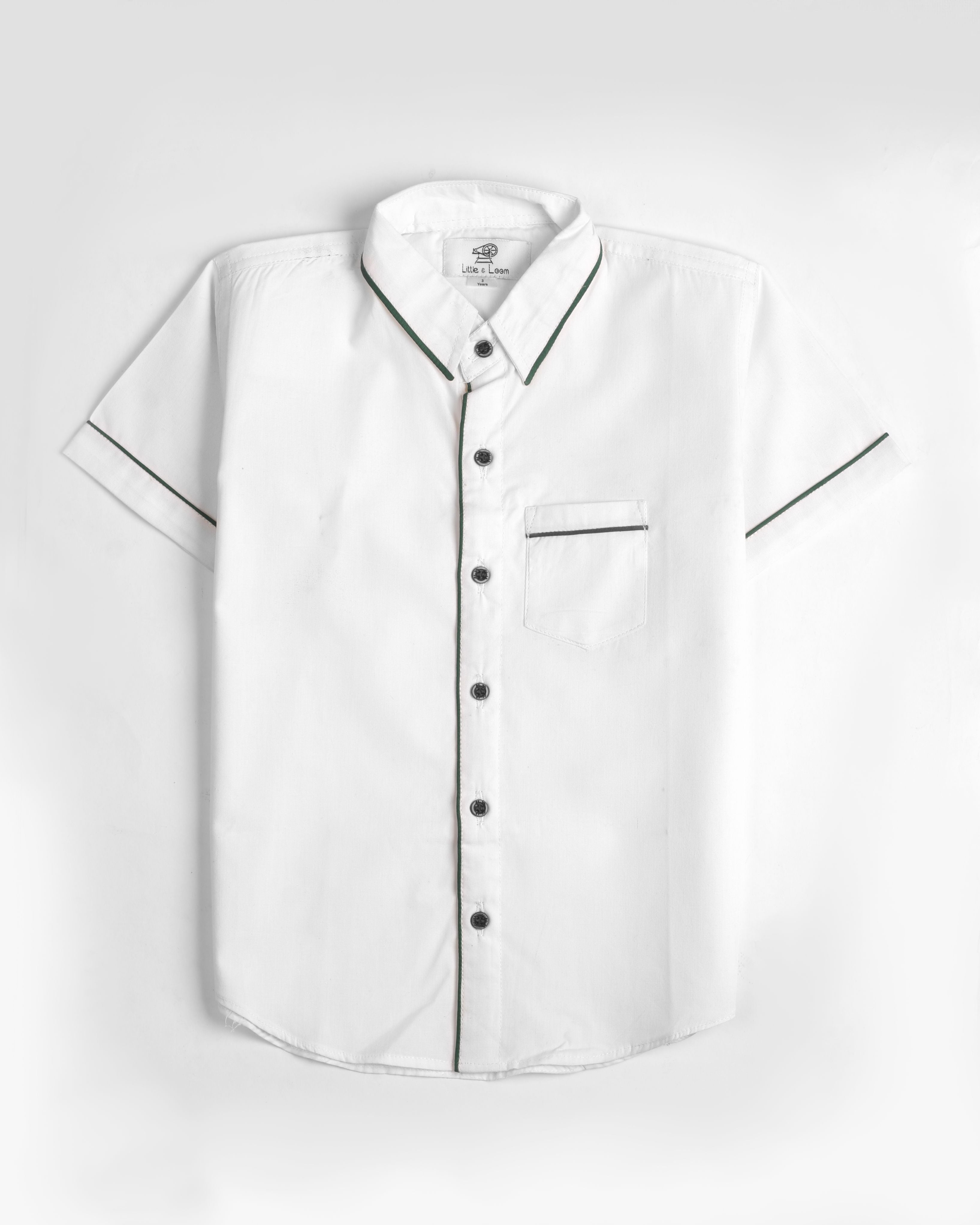 White Shirt With Green Detailings