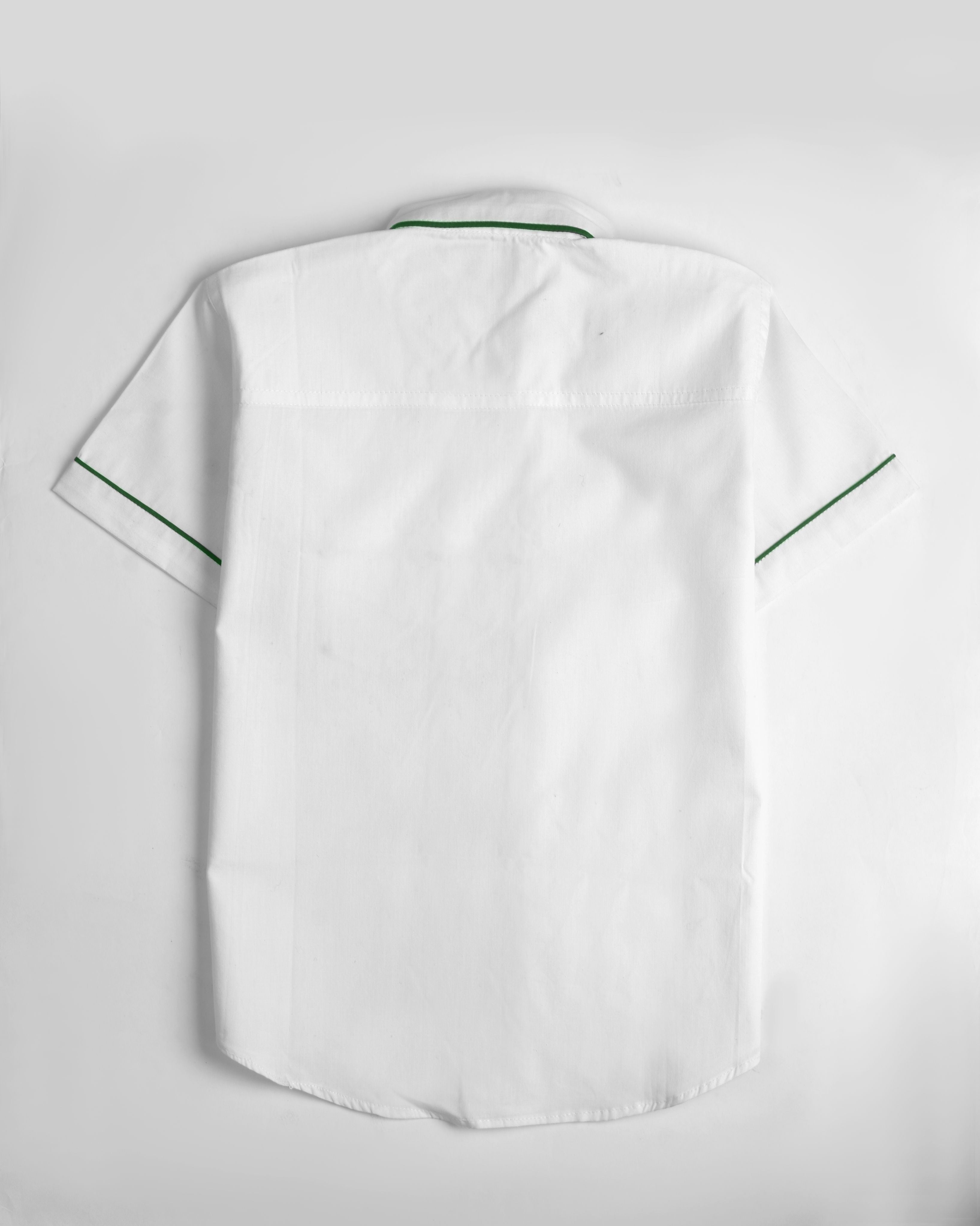 White Half Sleeves shirt with Green detailings