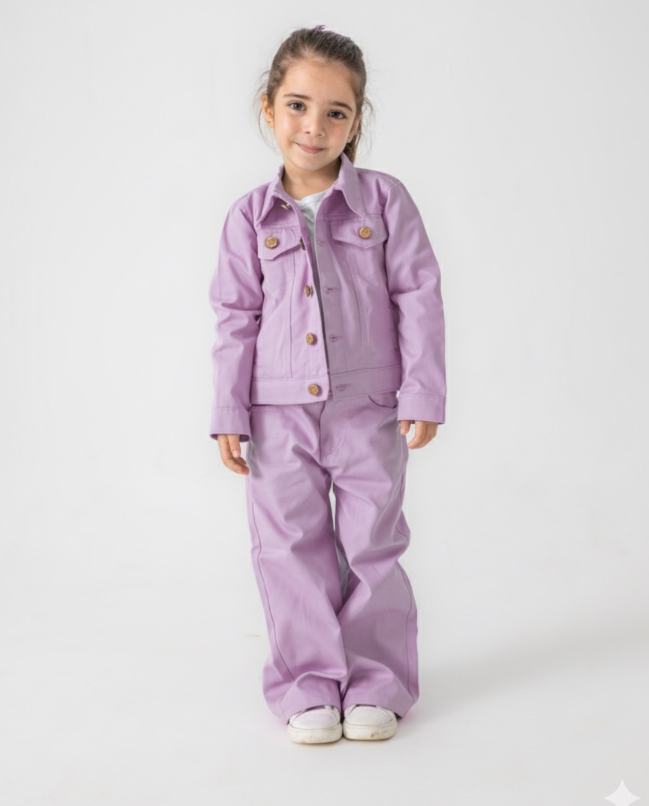 Lilac Trucker Jacket and Wide Legged Pant Set