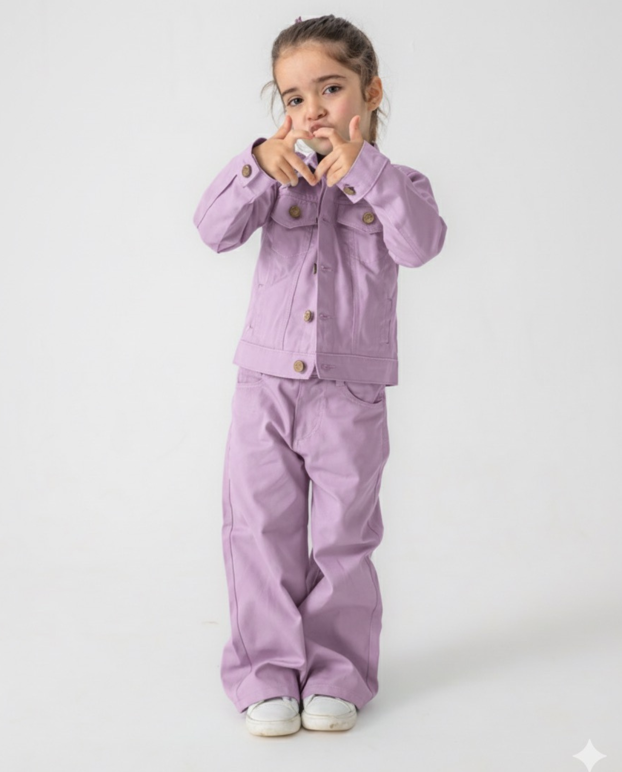 Lilac Trucker Jacket and Wide Legged Pant Set