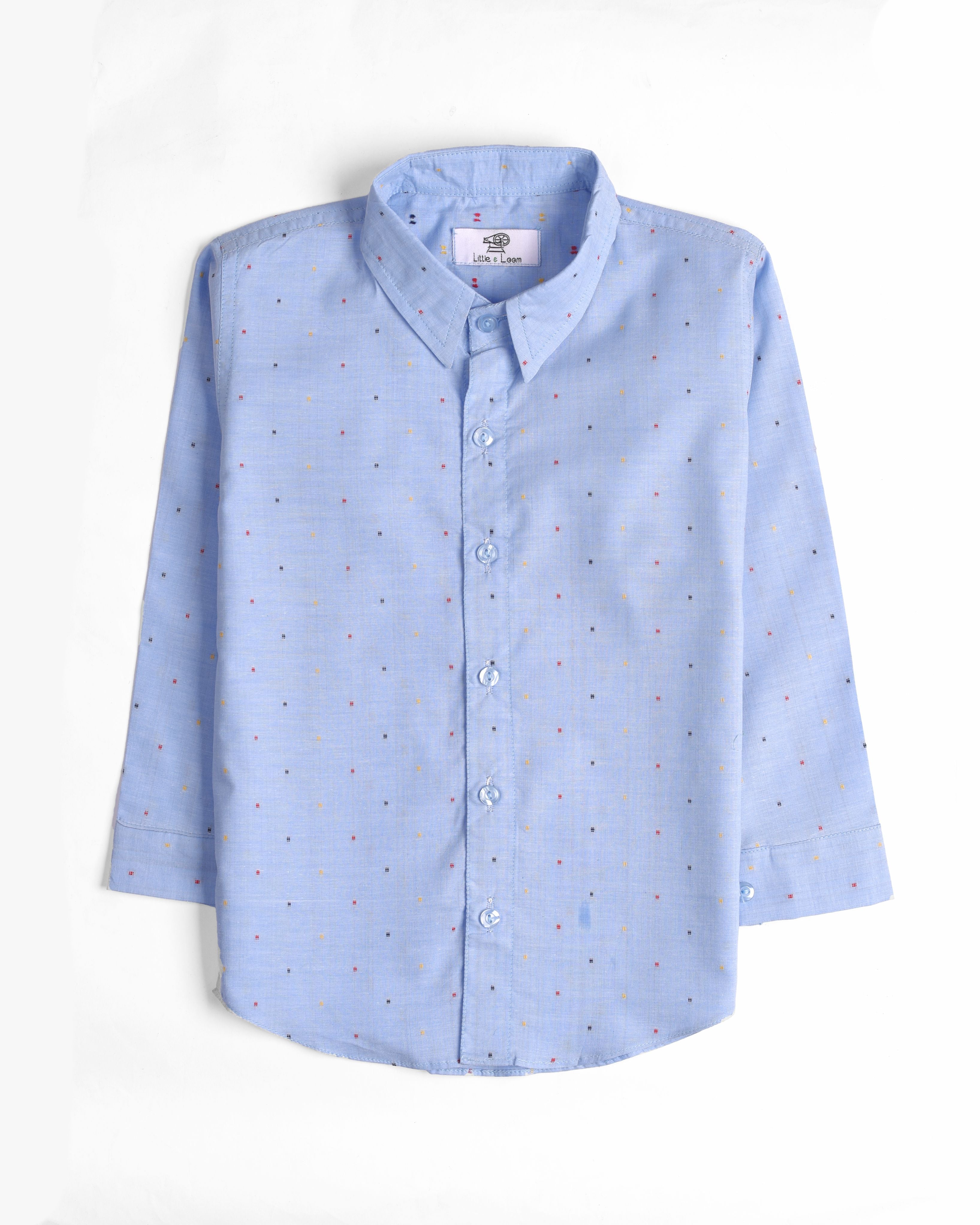 FULL SLEEVES BLUE MULTI DOTTED SHIRT