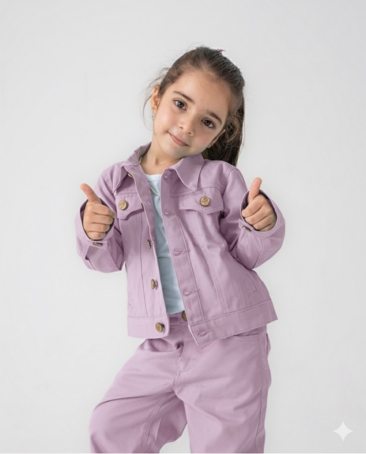 Lilac Trucker Jacket and Wide Legged Pant Set