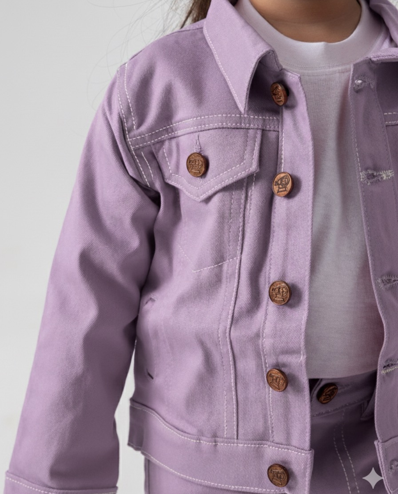 Lilac Trucker Jacket and Wide Legged Pant Set