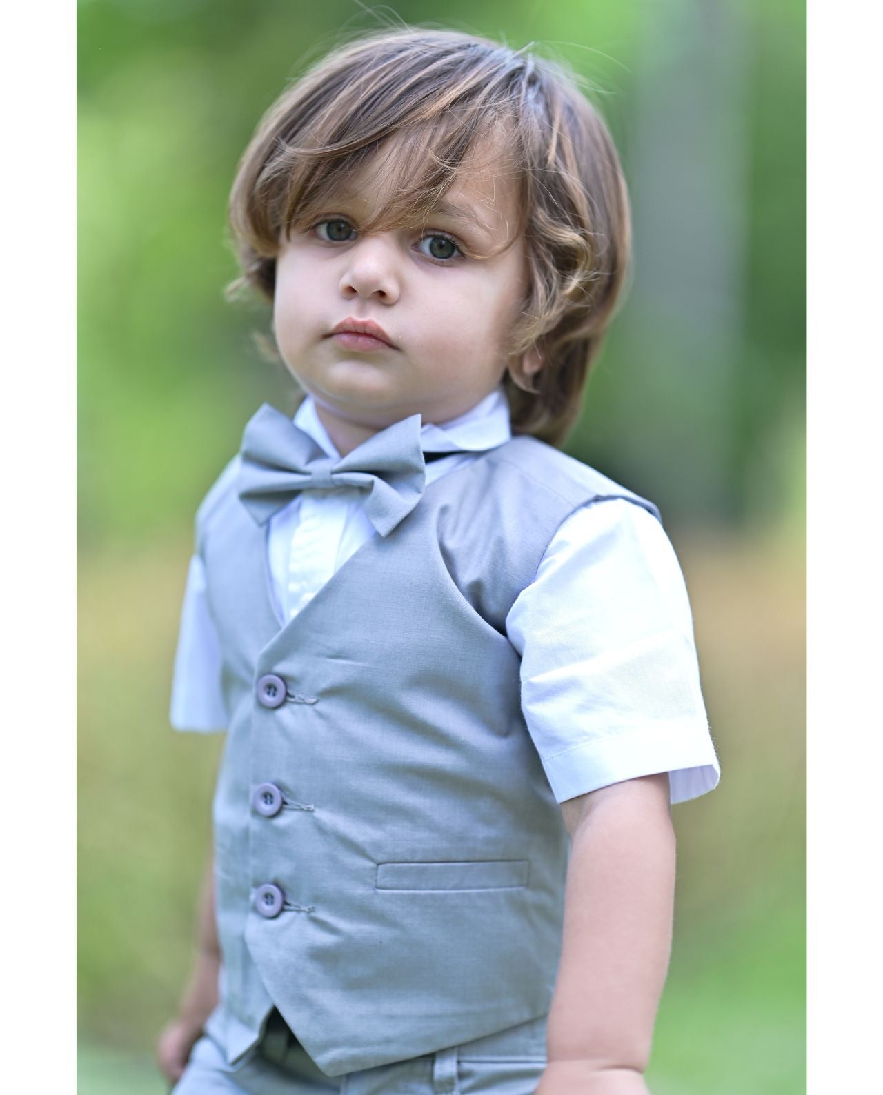 Grey Single Buttoned Waistcoat & Short Set