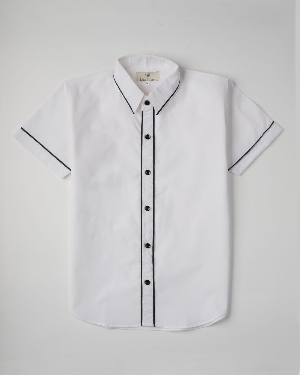 WHITE SHIRT WITH BLACK PIPPING