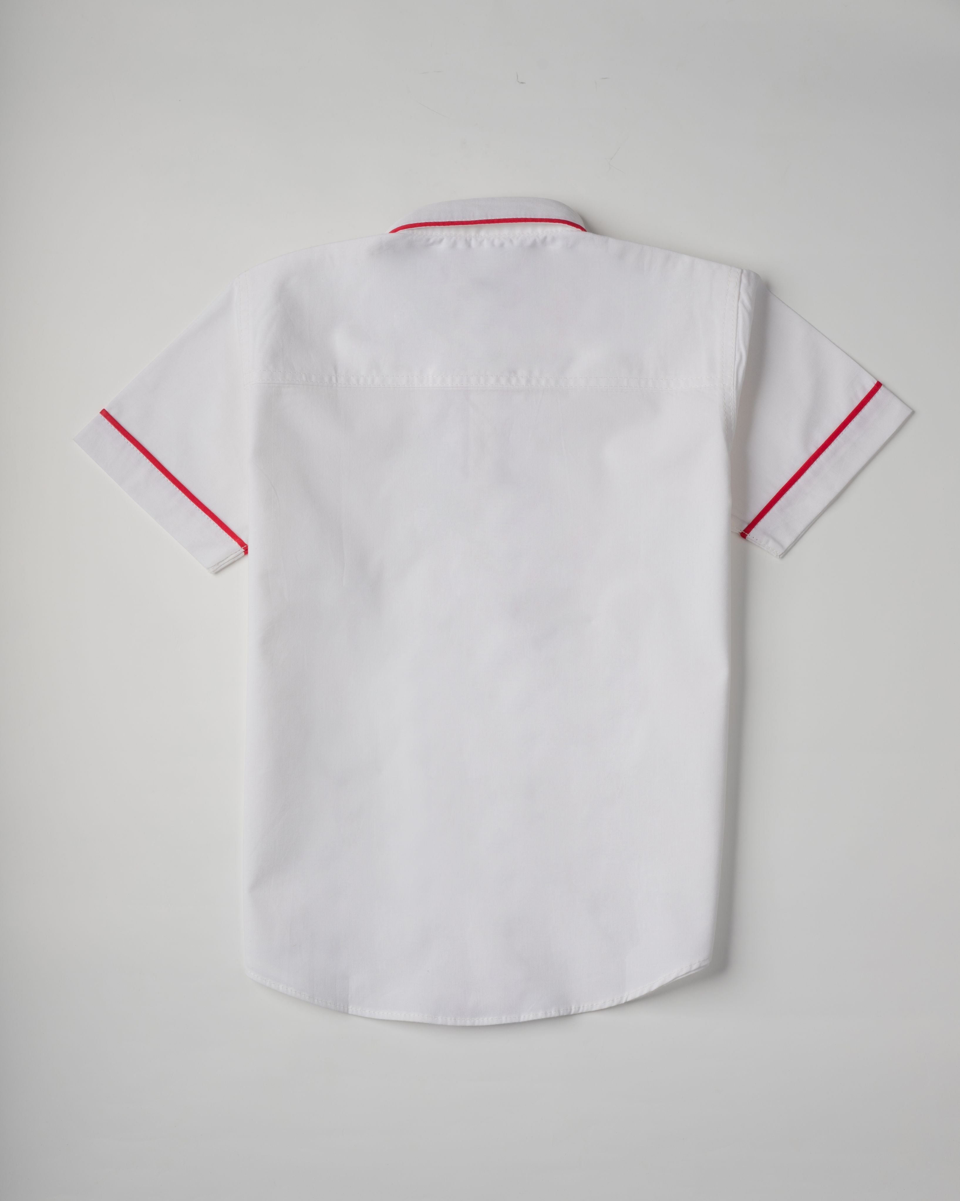 WHITE SHIRT WITH RED PIPPING