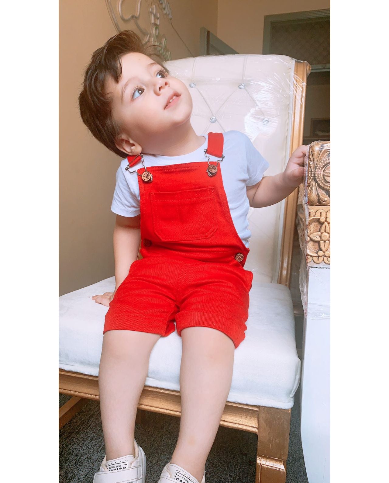 Red short dungaree