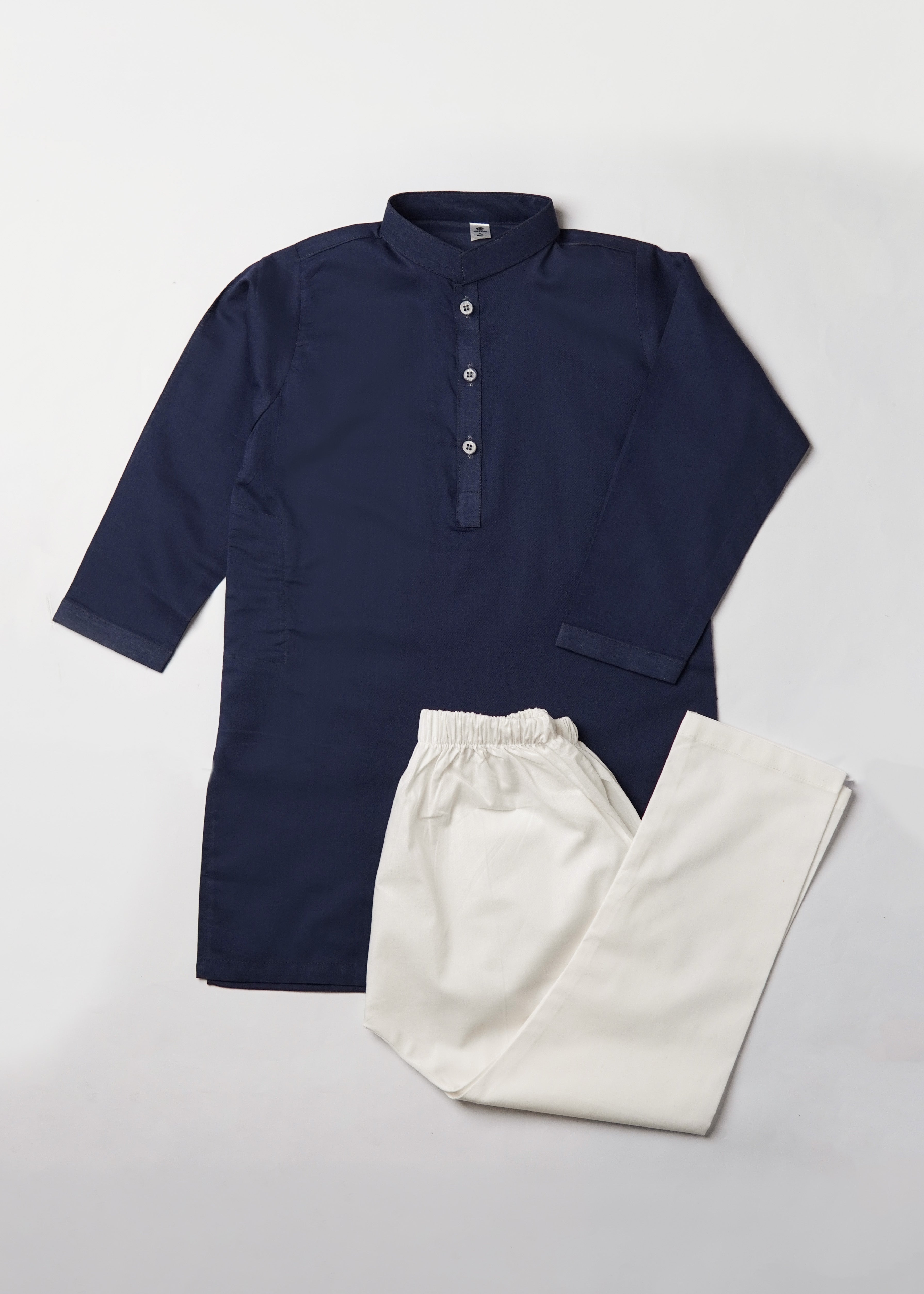 Navy Blue Kurta & White Trouser