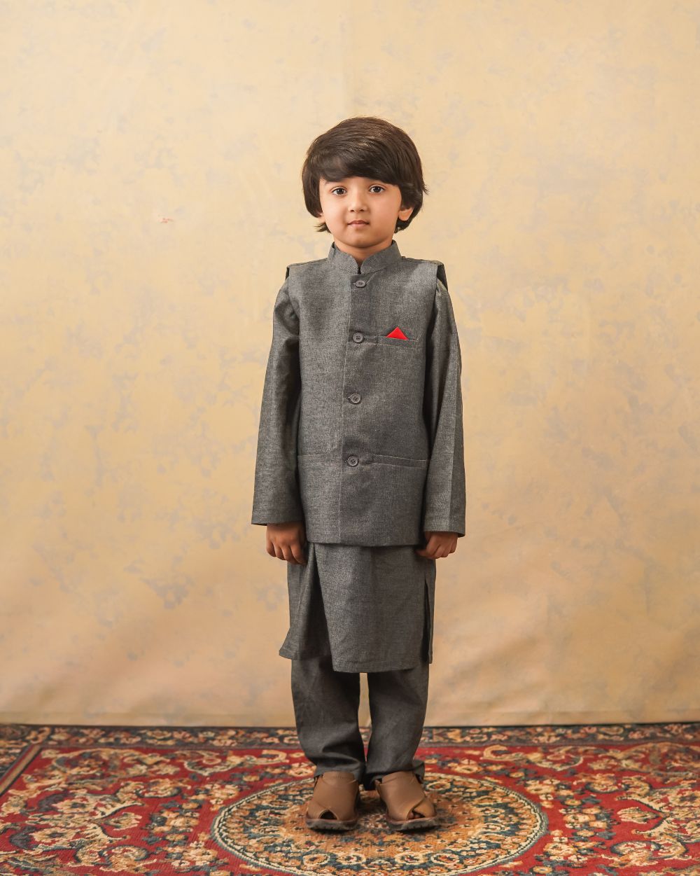 GREY KURTA, TROUSER WITH WAIST COAT (SET)