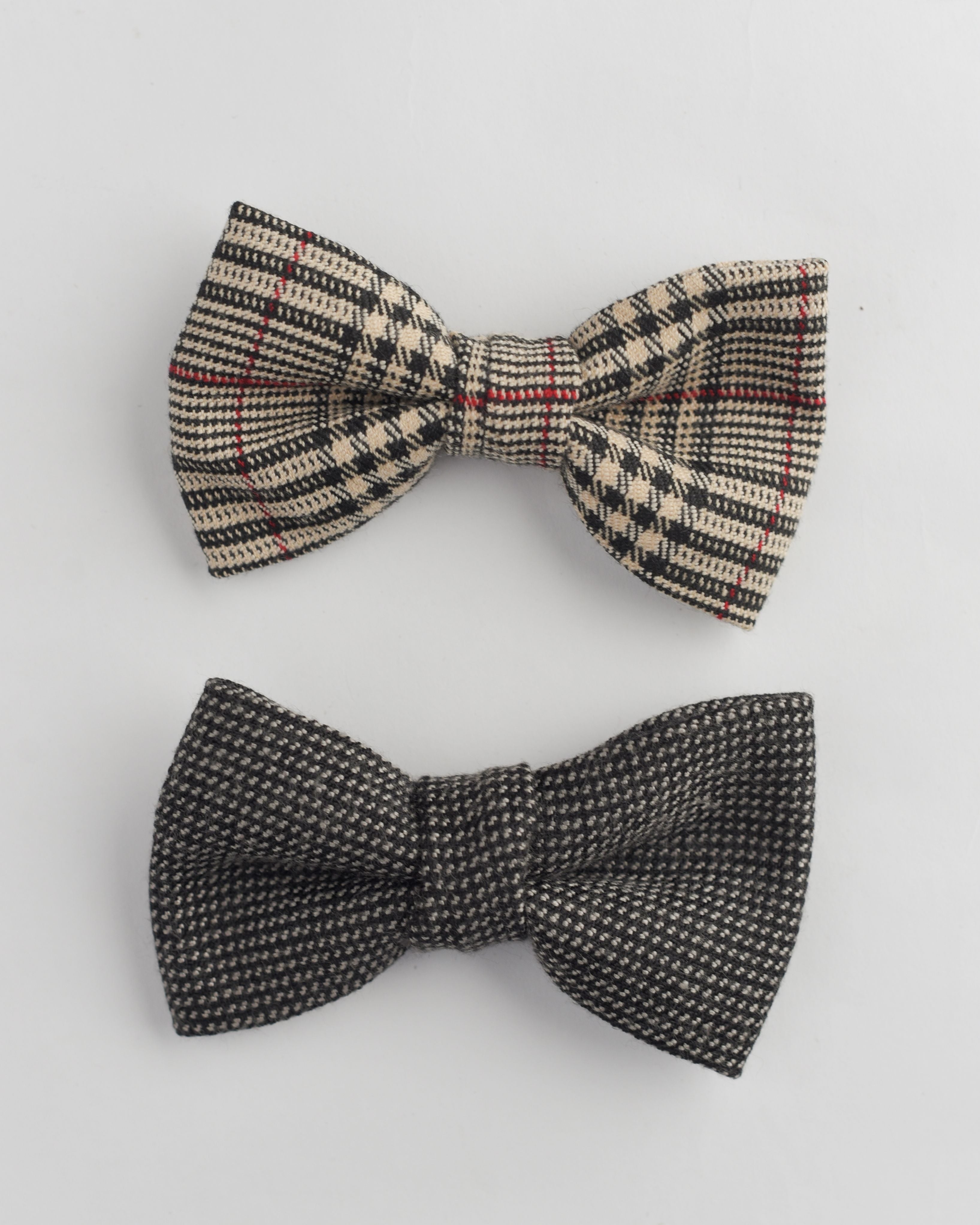 Brown & Black Textured Bow Tie Set