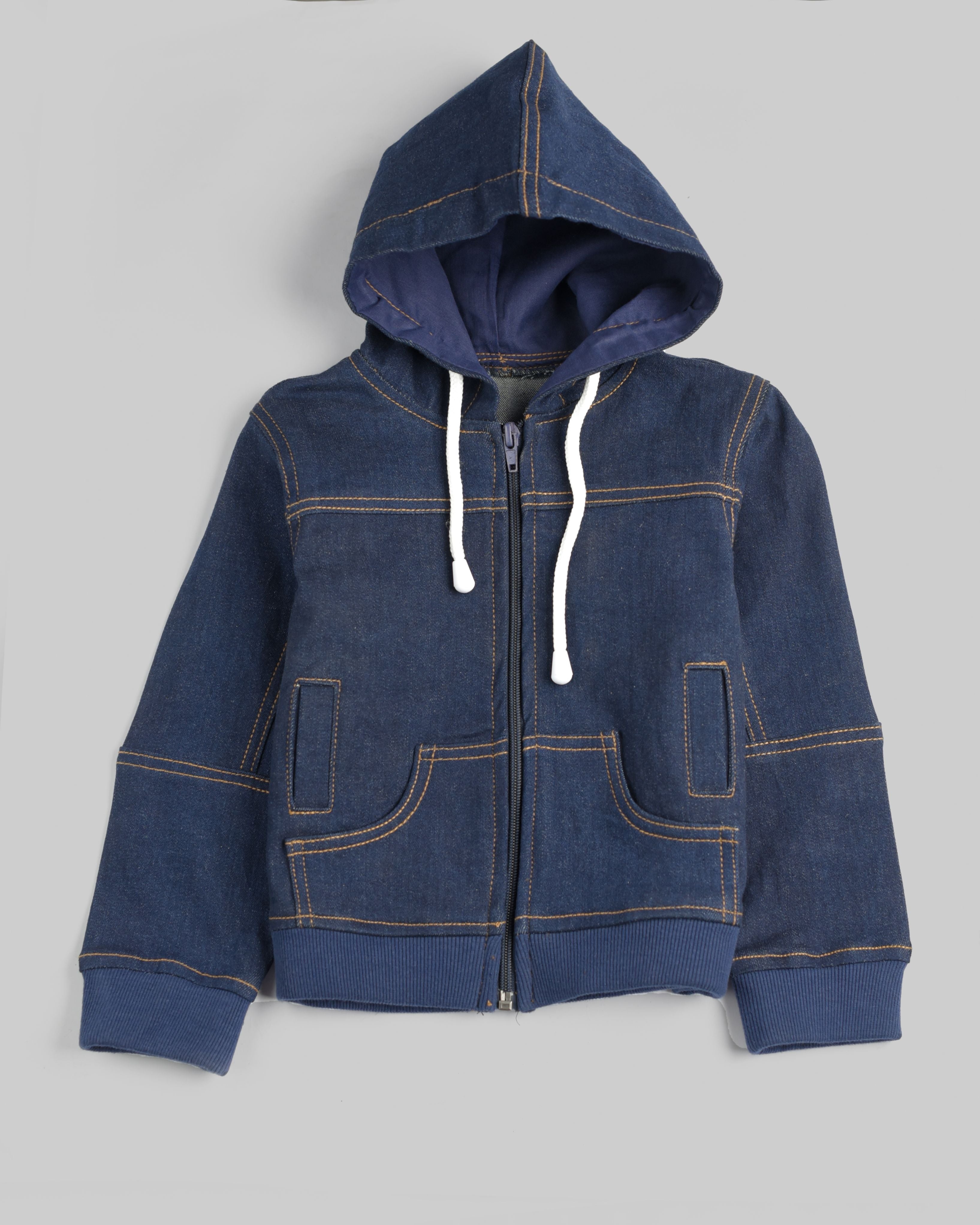 Blue Denim Zip-up Hoodie