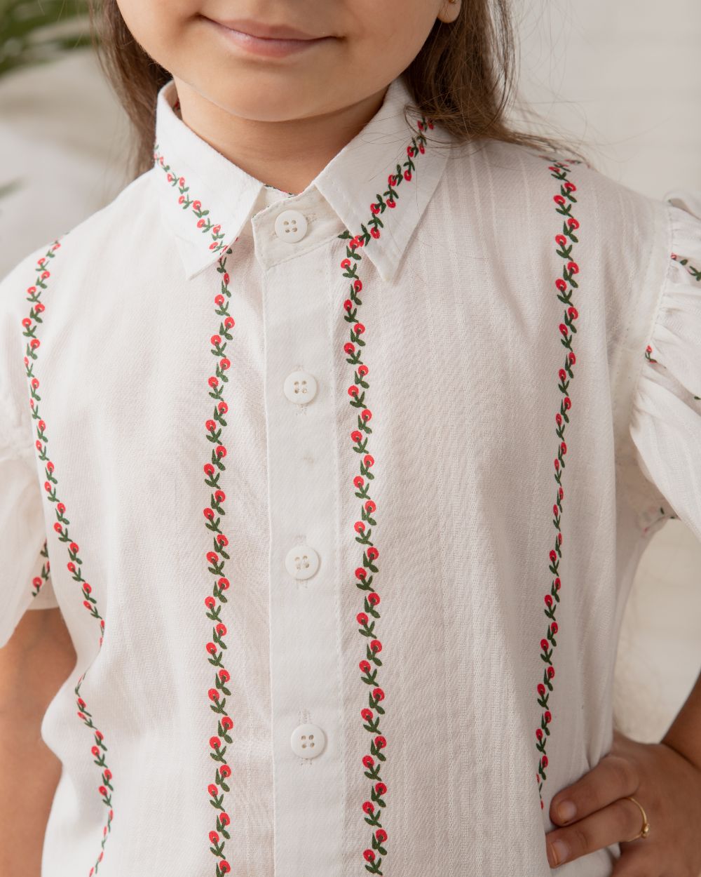 Girls White Printed Shirt