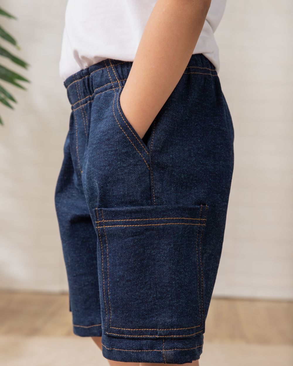 Girls Blue Denim Cargo Shorts