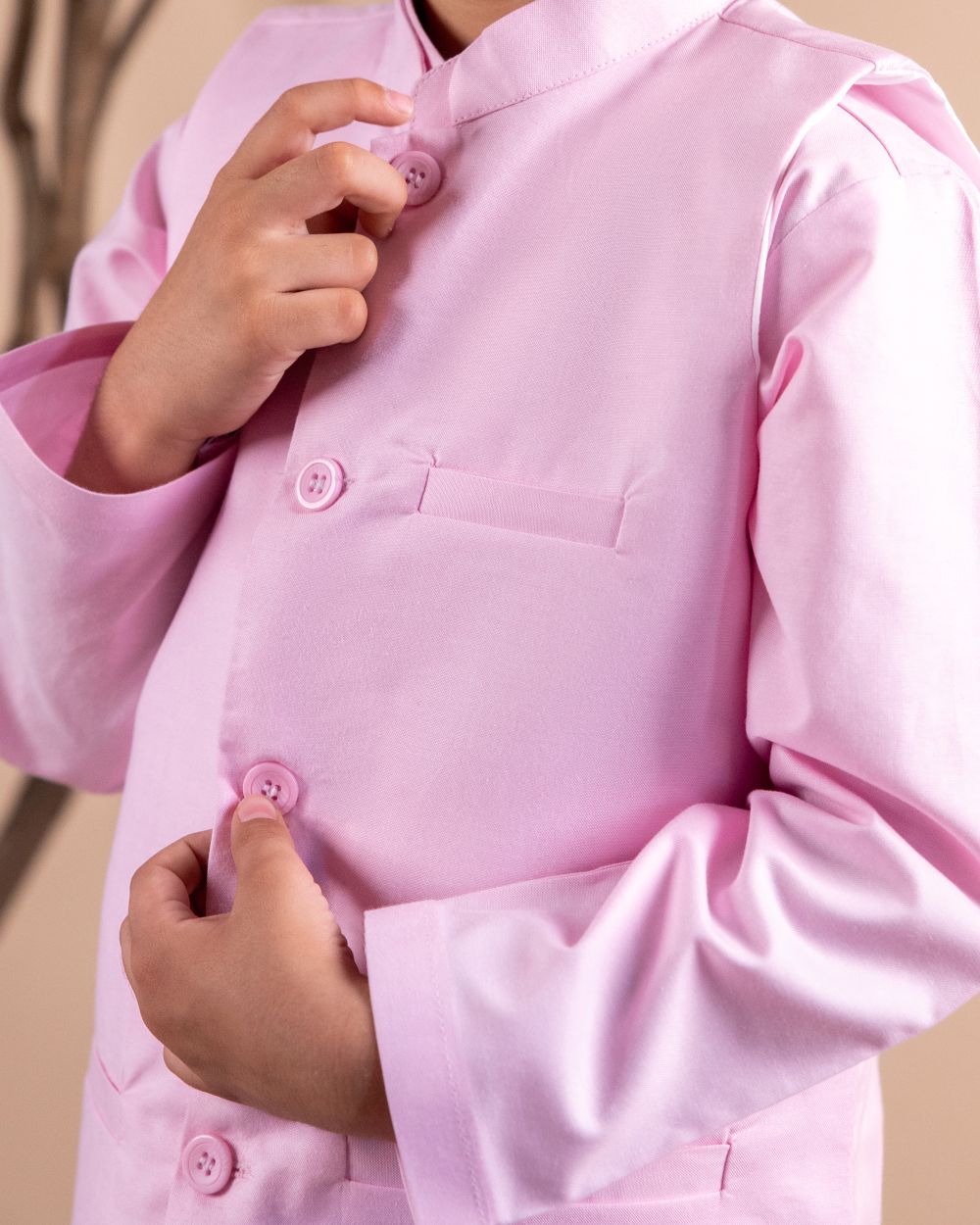 Pink Kurta, White Trouser and Pink Waistcoat Set