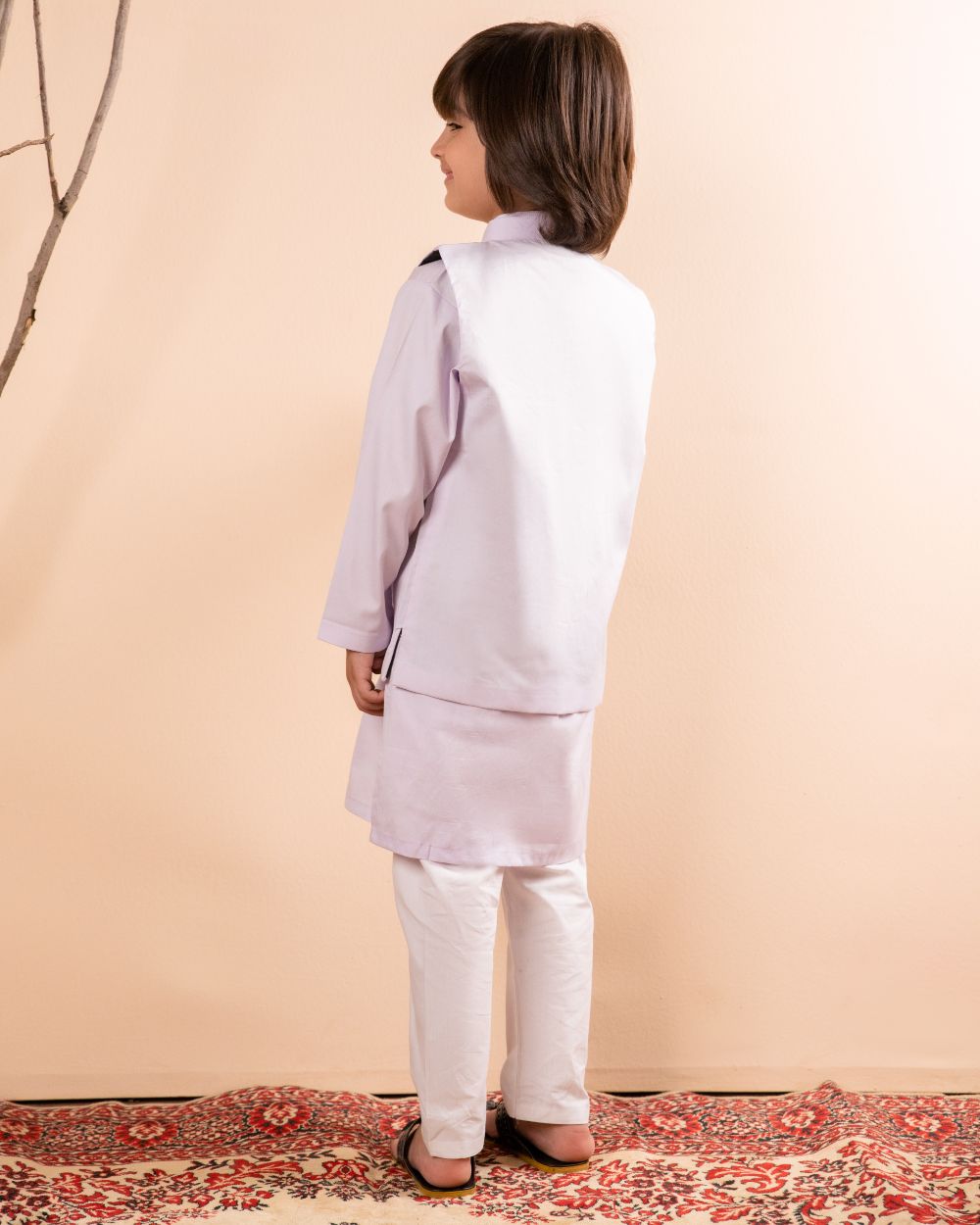 Lilac Kurta, White Trouser & Lilac Waistcoat