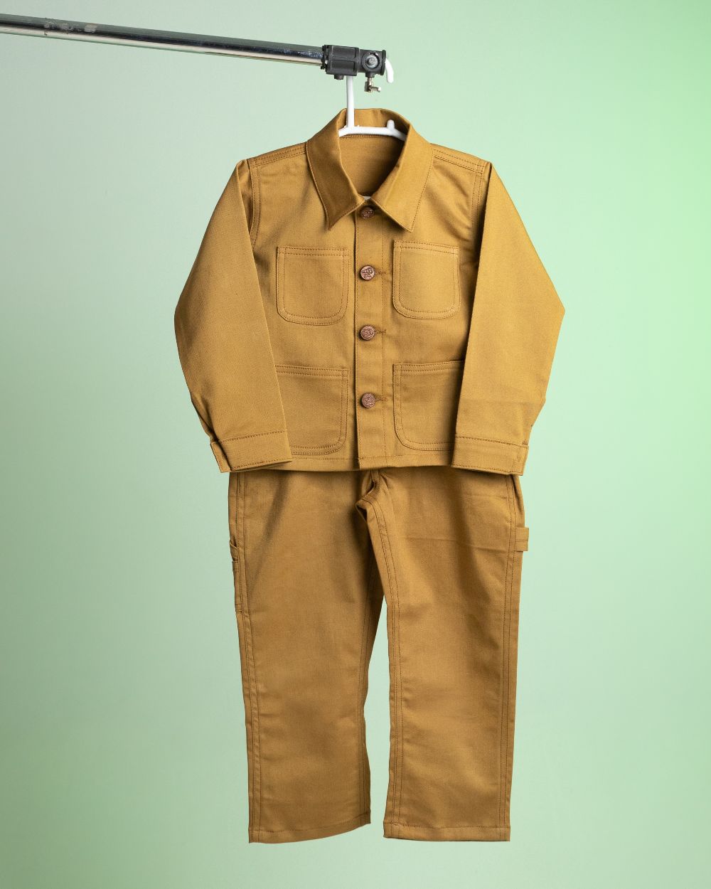 BROWN COVERALL AND CARPENTER PANT SET