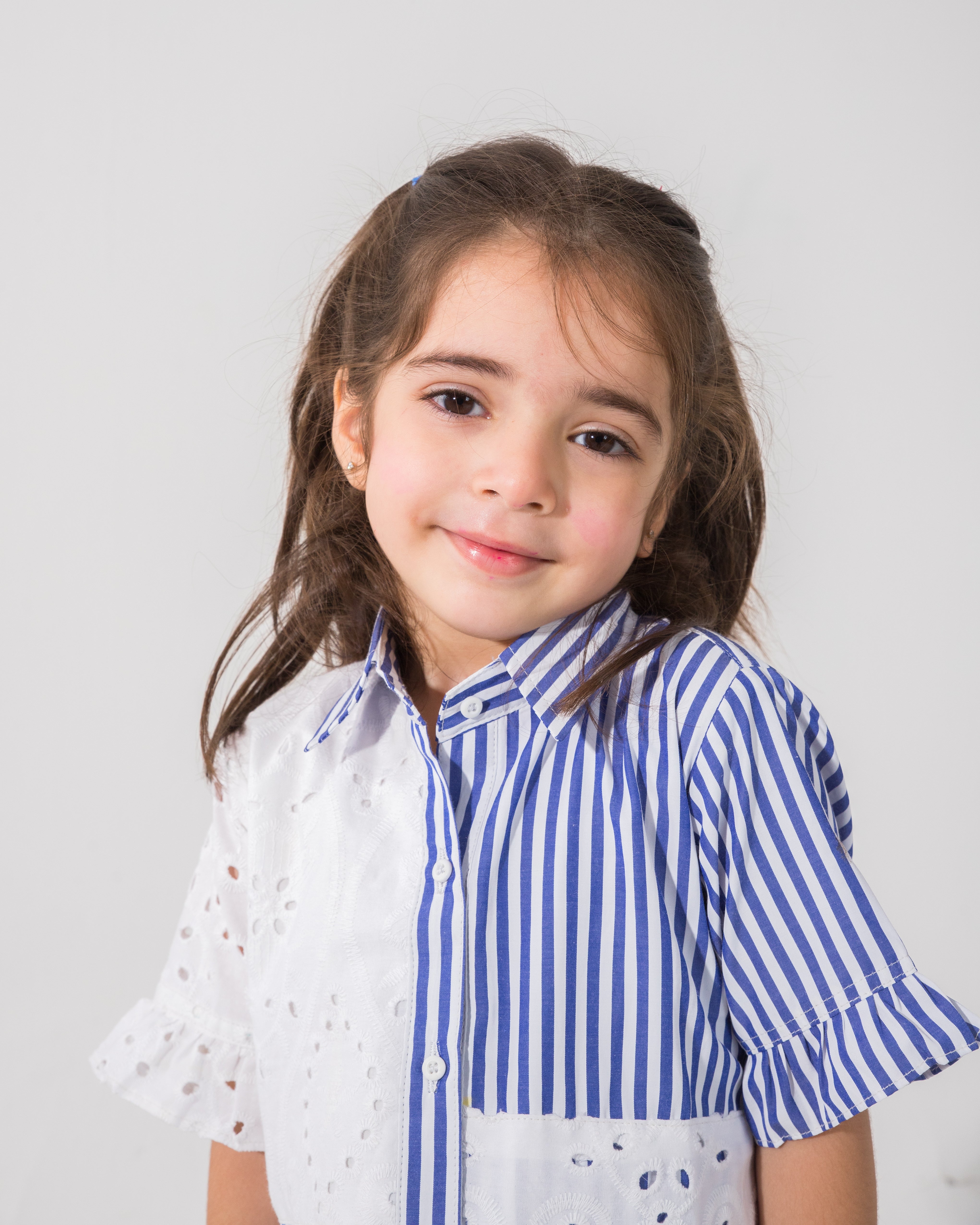 Blue & White Striped Frock with Chikankari Detailing