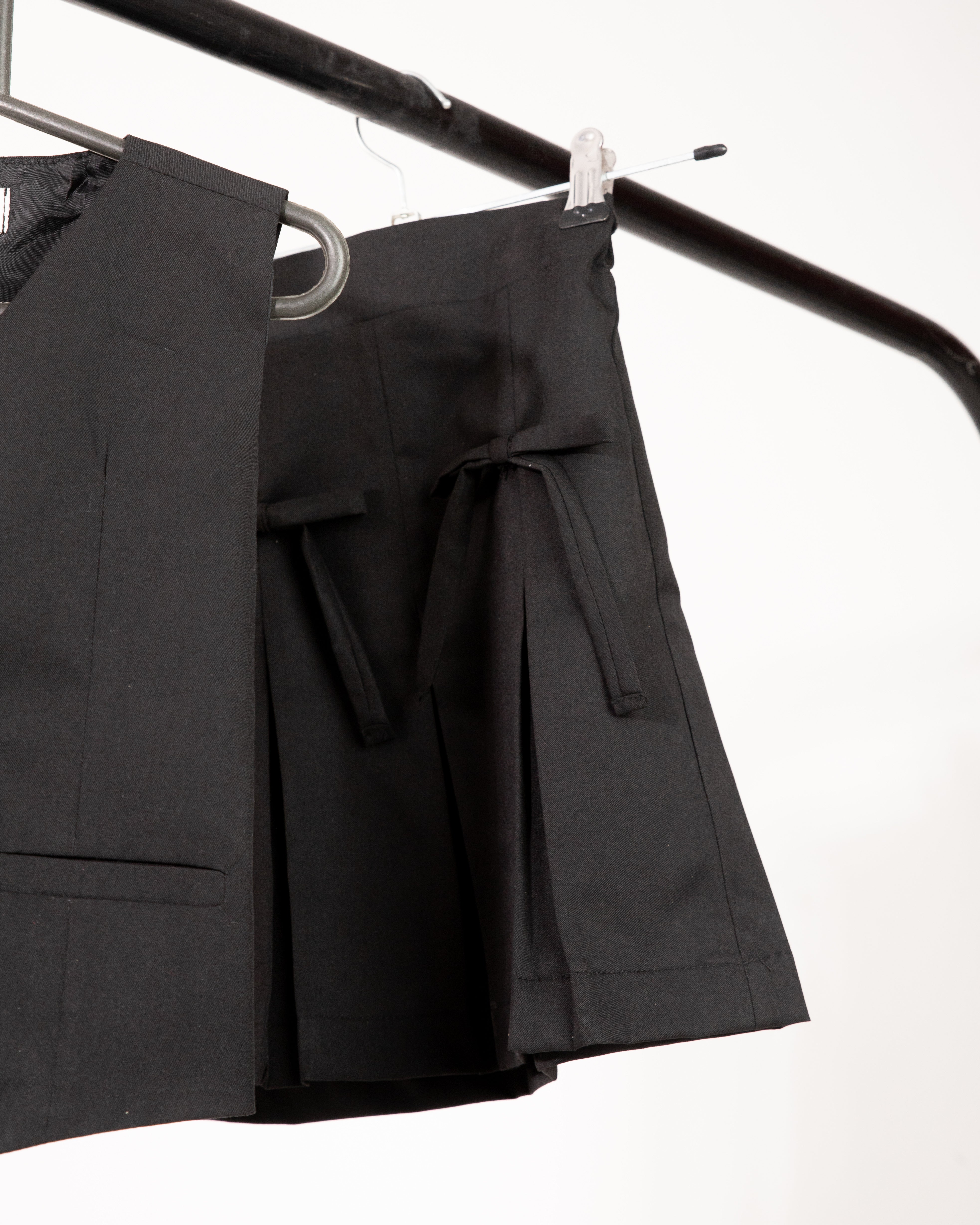 Girls Black Vest & Skirt Set