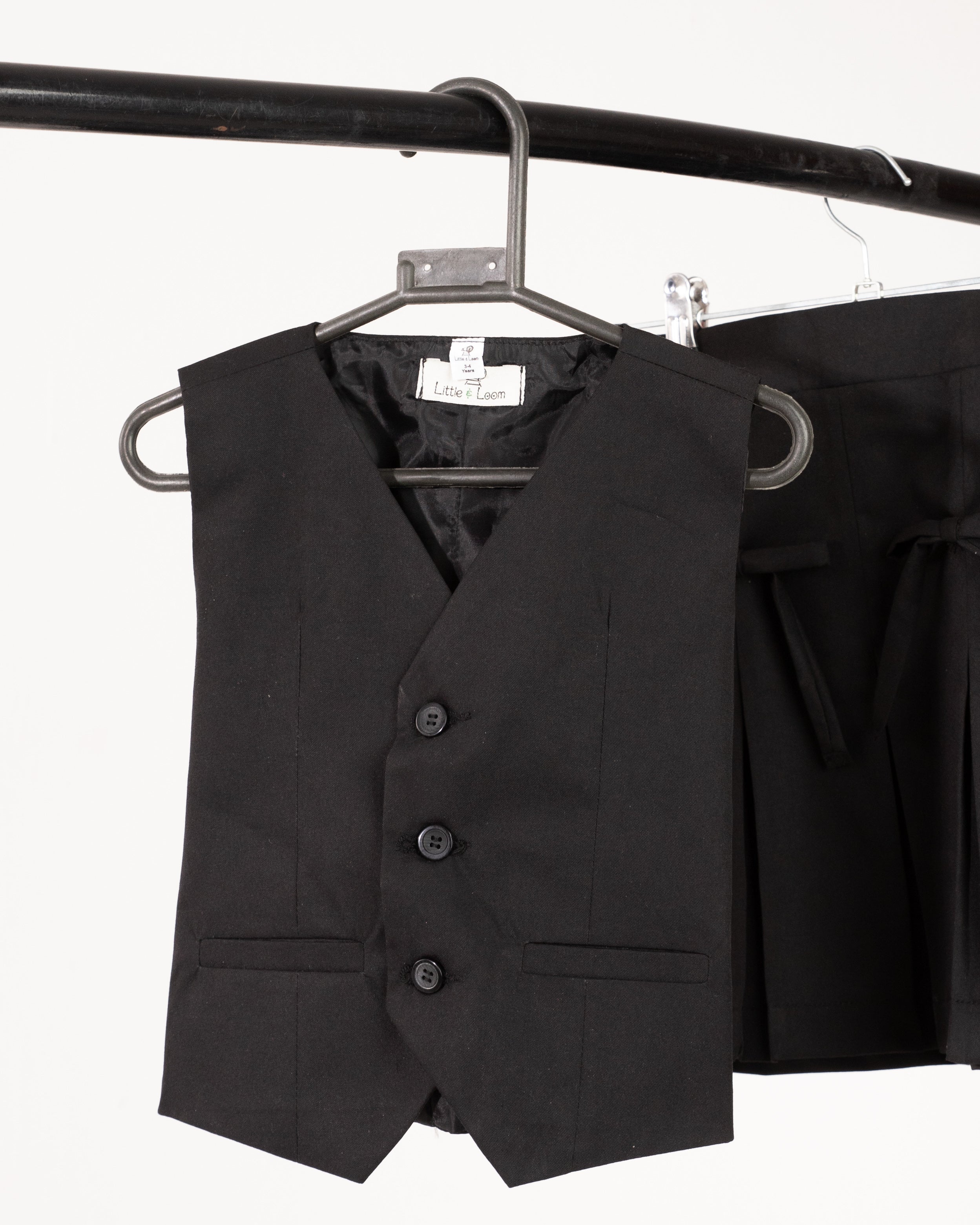 Girls Black Vest & Skirt Set