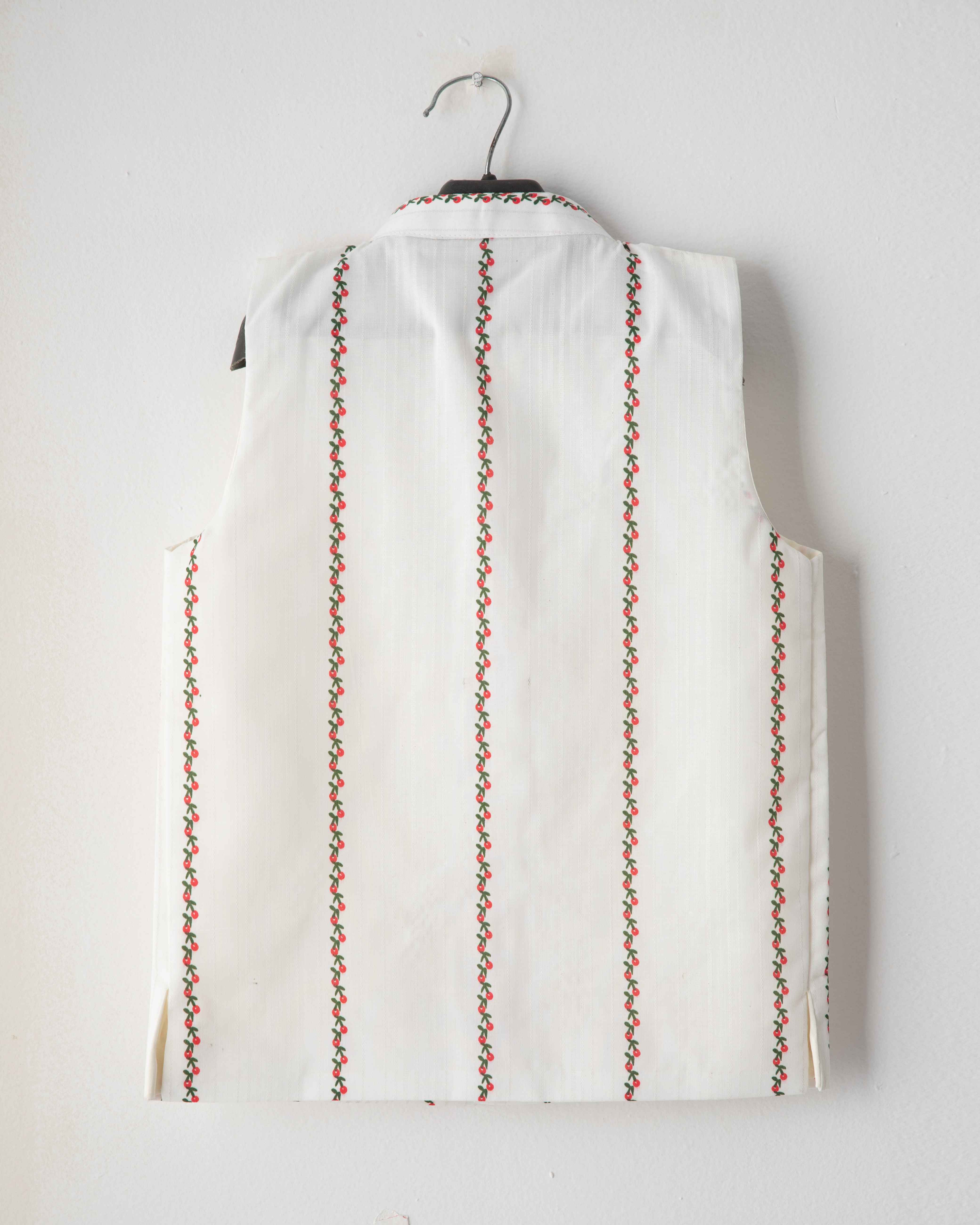 No-Show Button White Printed Waistcoat