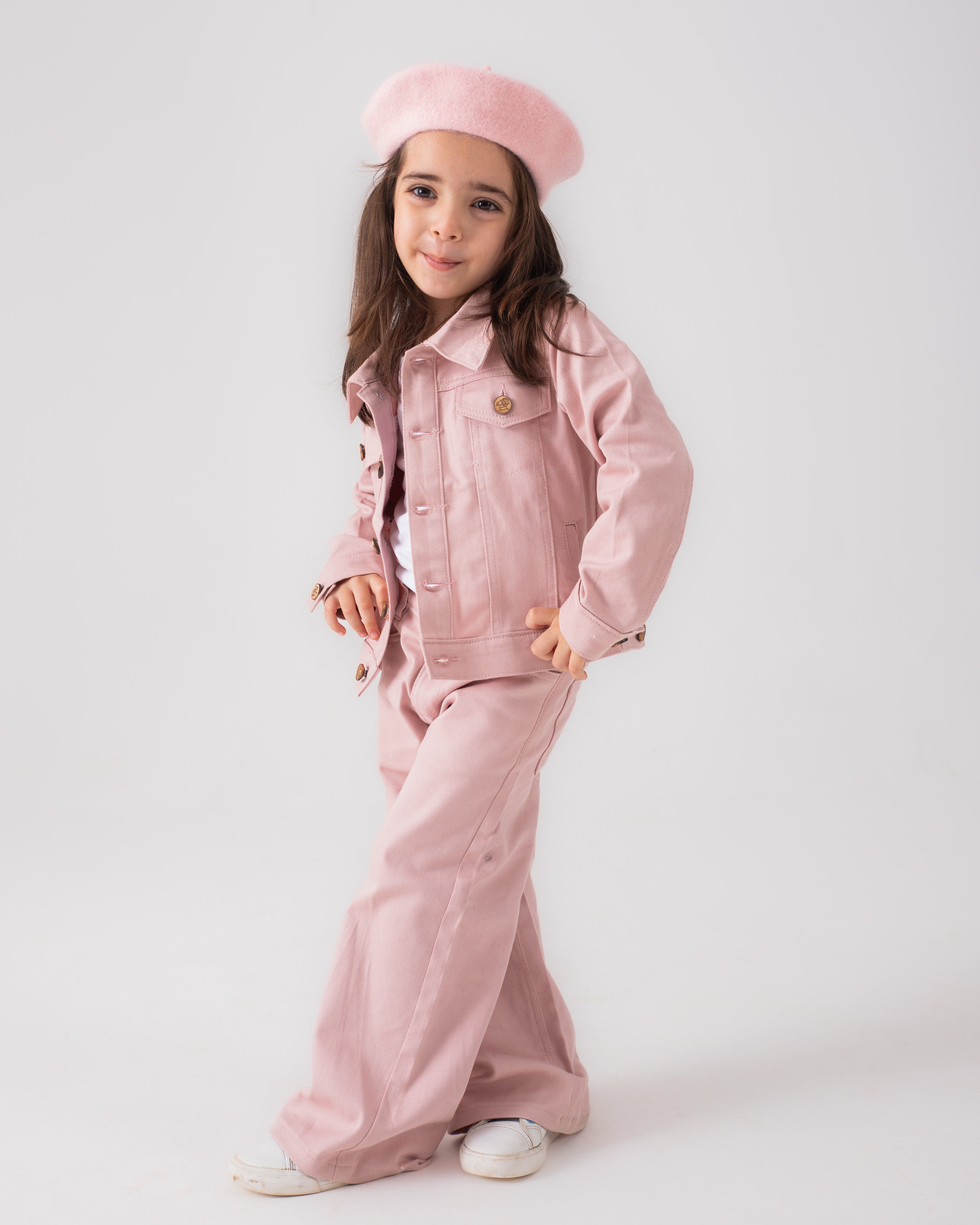 Pink Trucker Jacket and Pink Wide Legged Pant