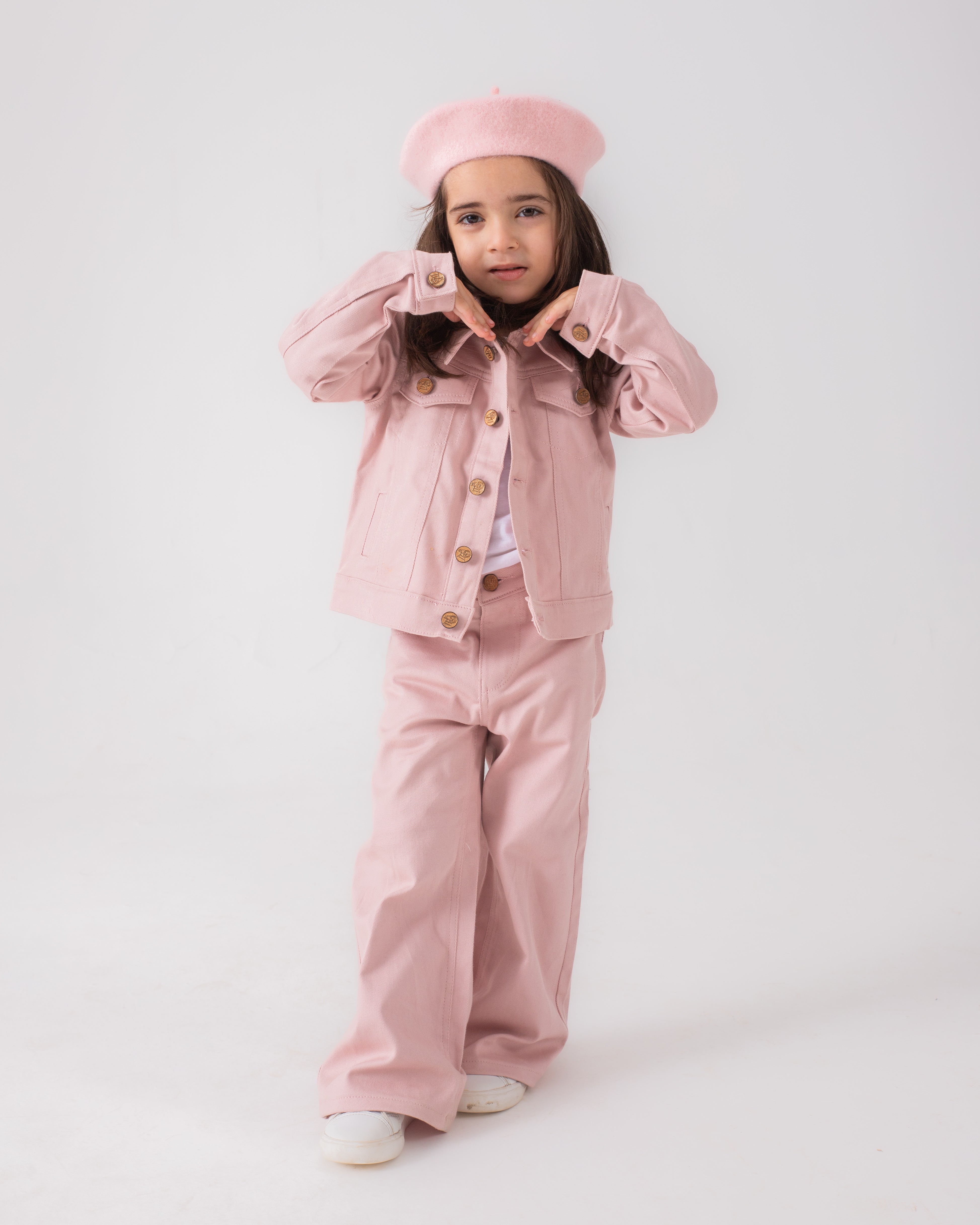 Pink Trucker Jacket and Pink Wide Legged Pant