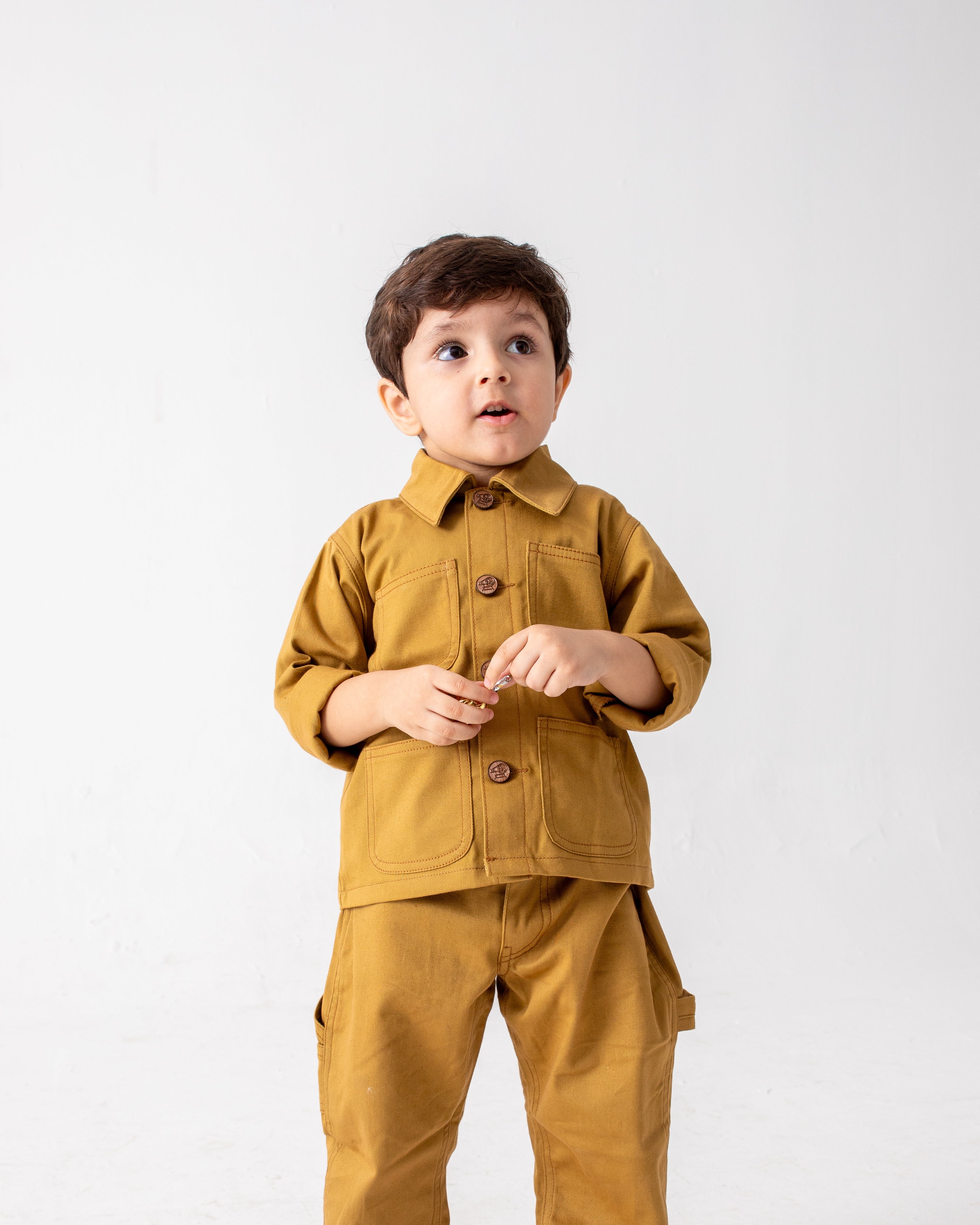 BROWN COVERALL AND CARPENTER PANT SET