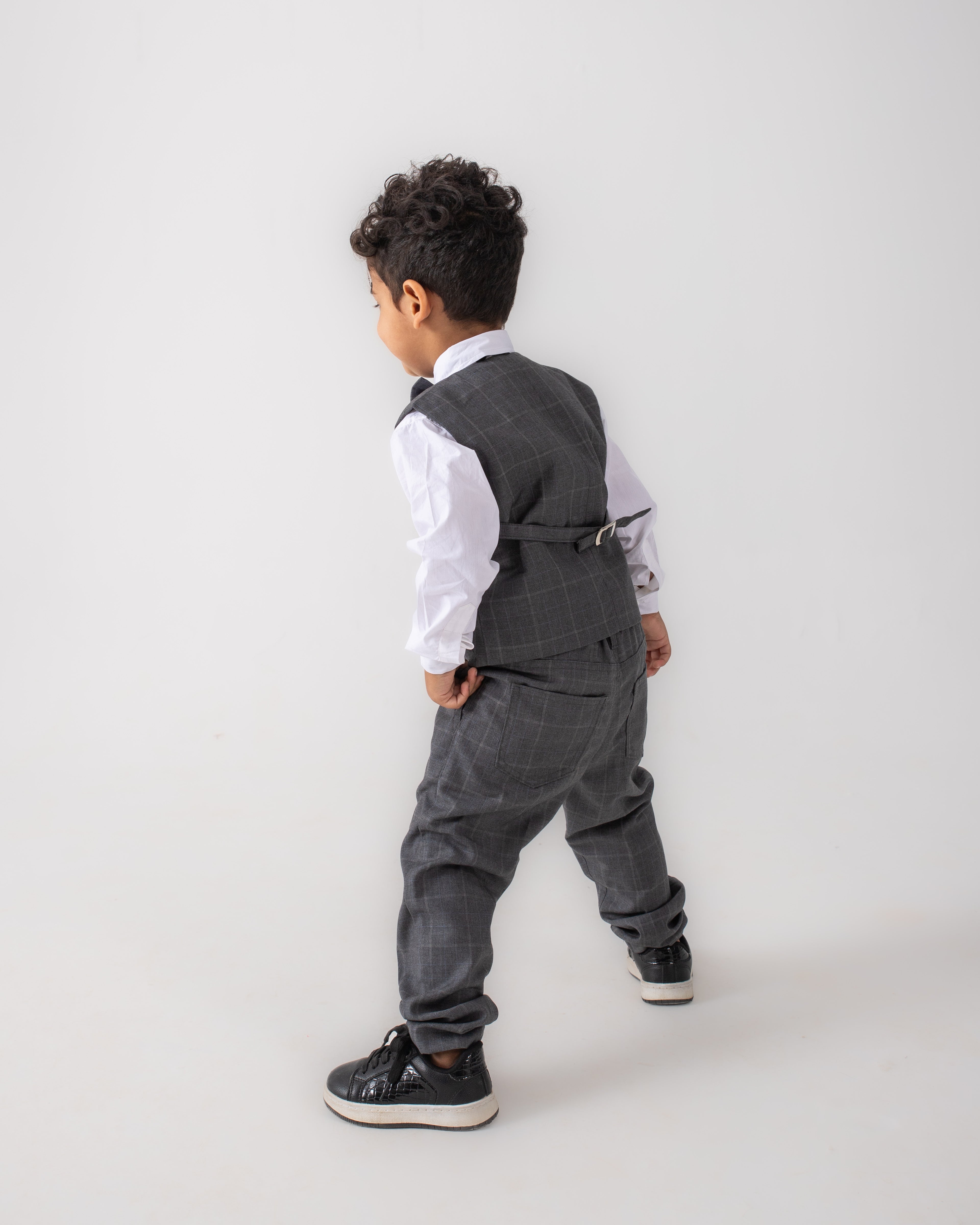 4 PC GREY CHECK SUIT