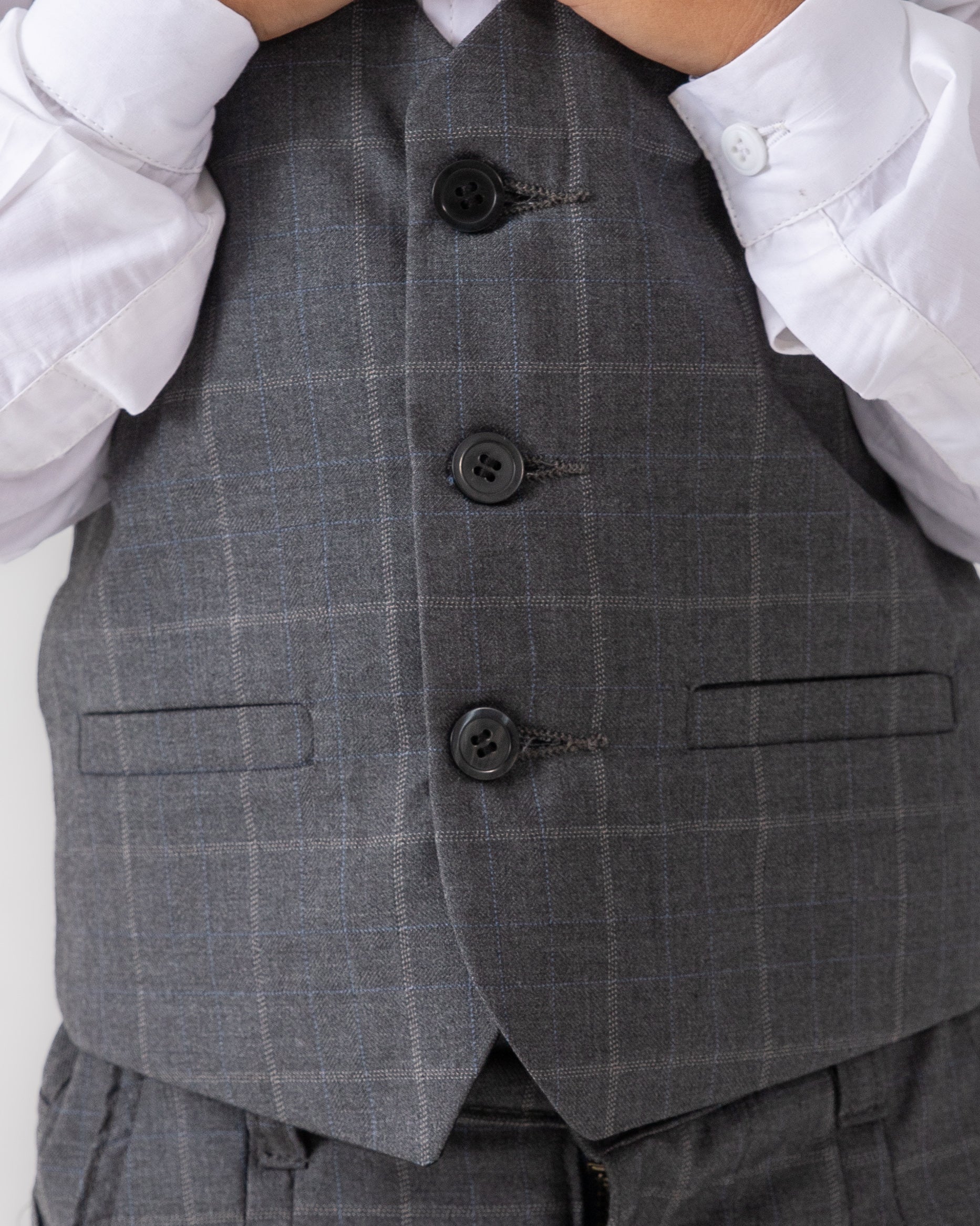 4 PC GREY CHECK SUIT