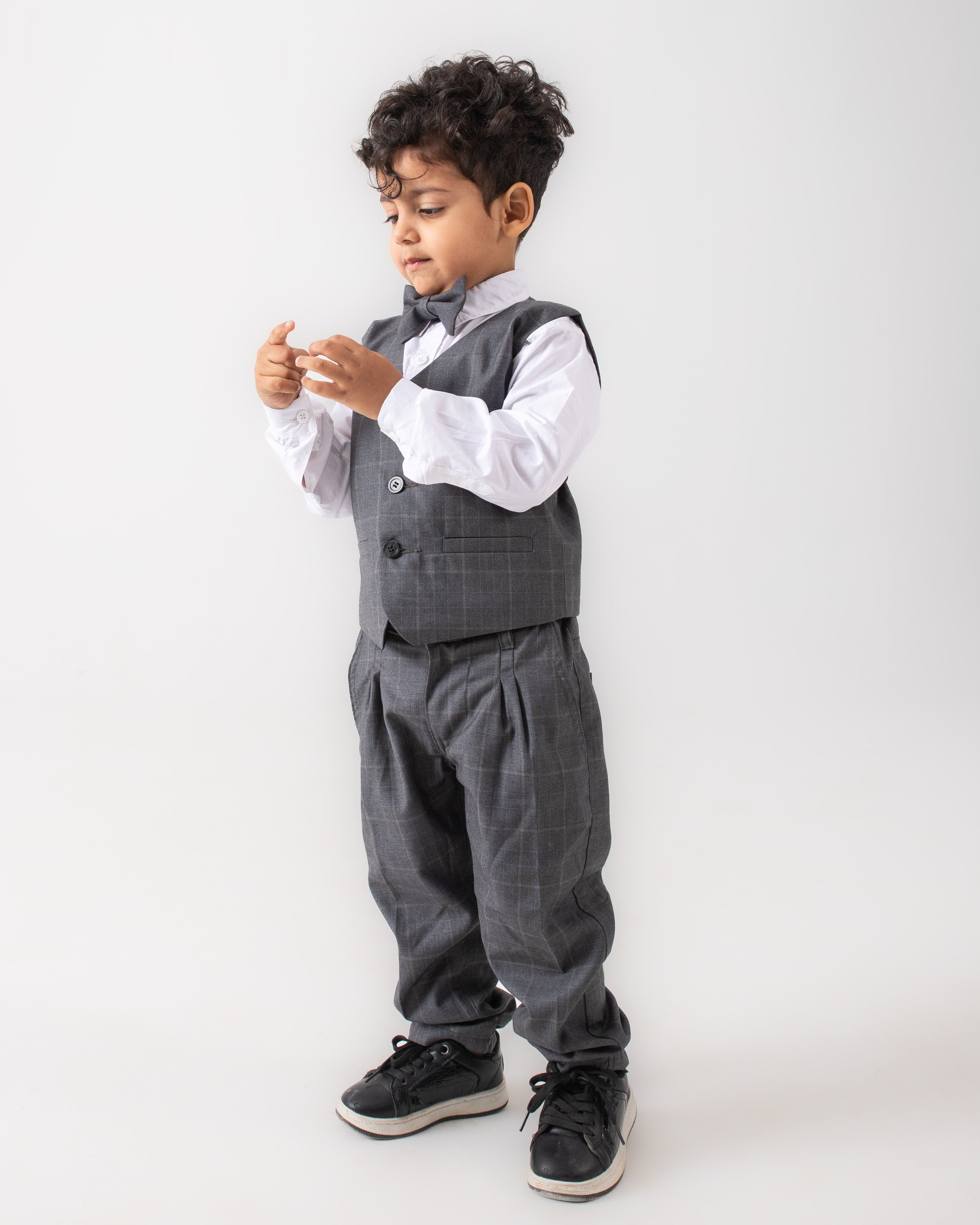 4 PC GREY CHECK SUIT