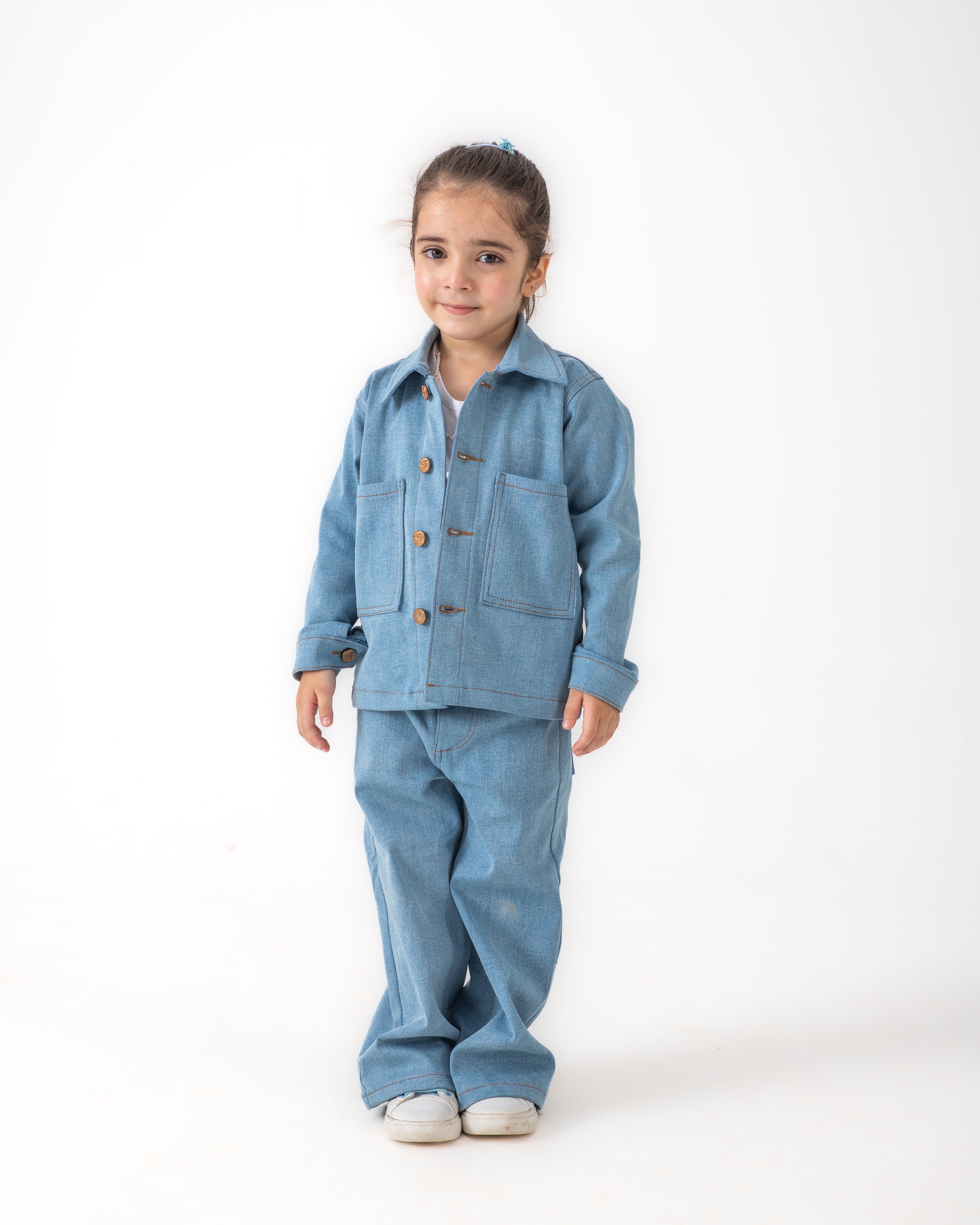 Unisex Light Blue Oversized Jacket and Wide Legged Pant Set