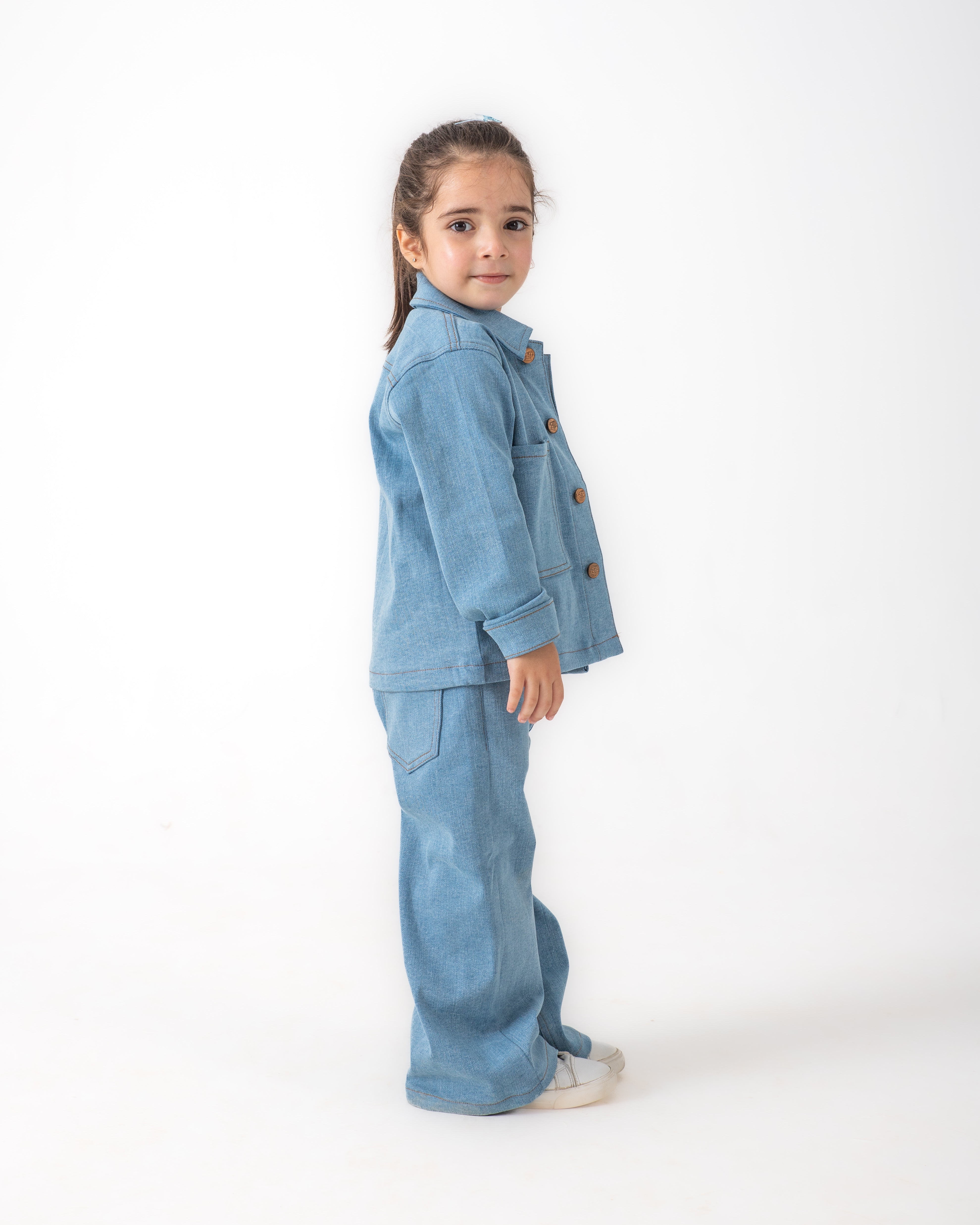 Unisex Light Blue Oversized Jacket and Wide Legged Pant Set