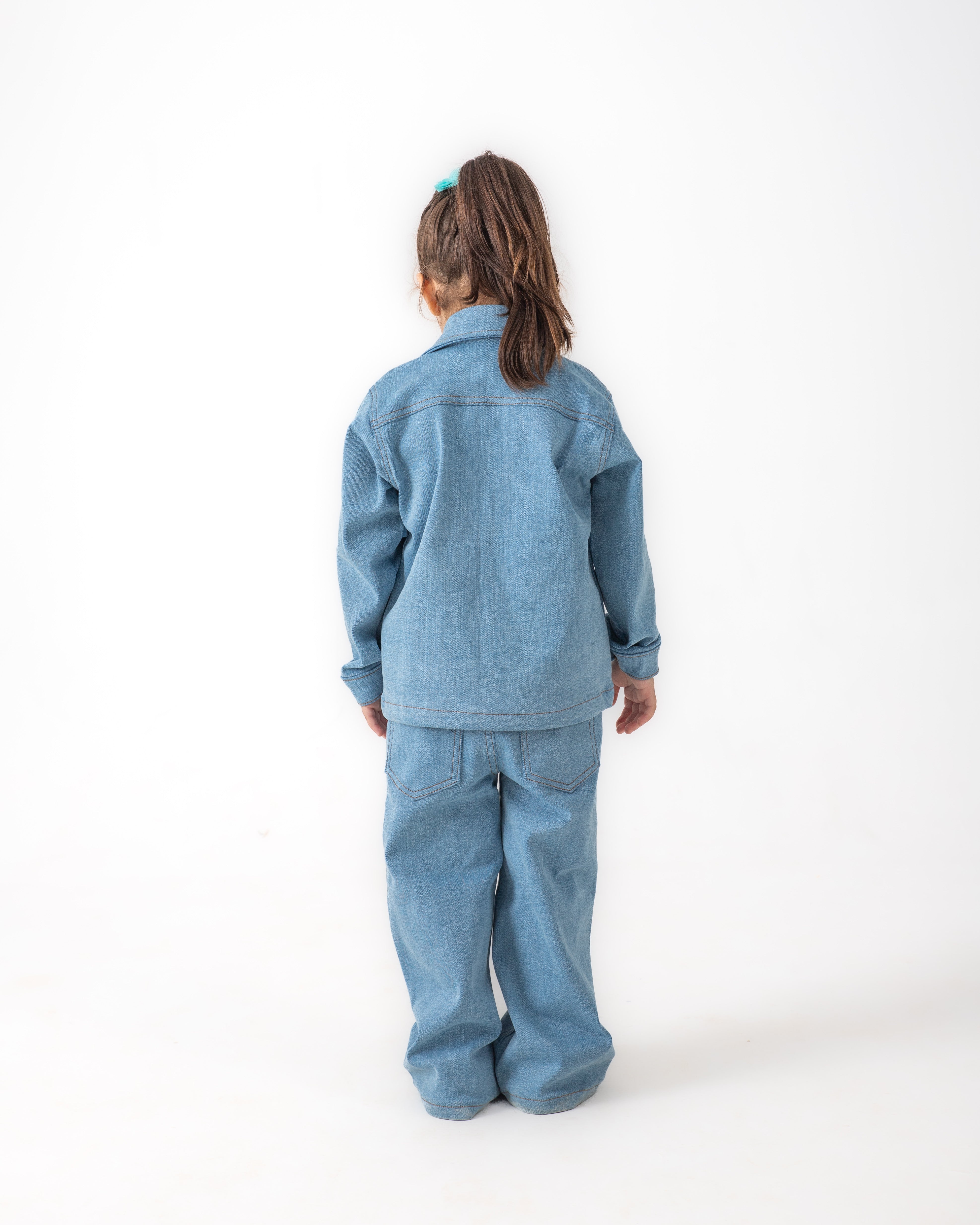 Unisex Light Blue Oversized Jacket and Wide Legged Pant Set