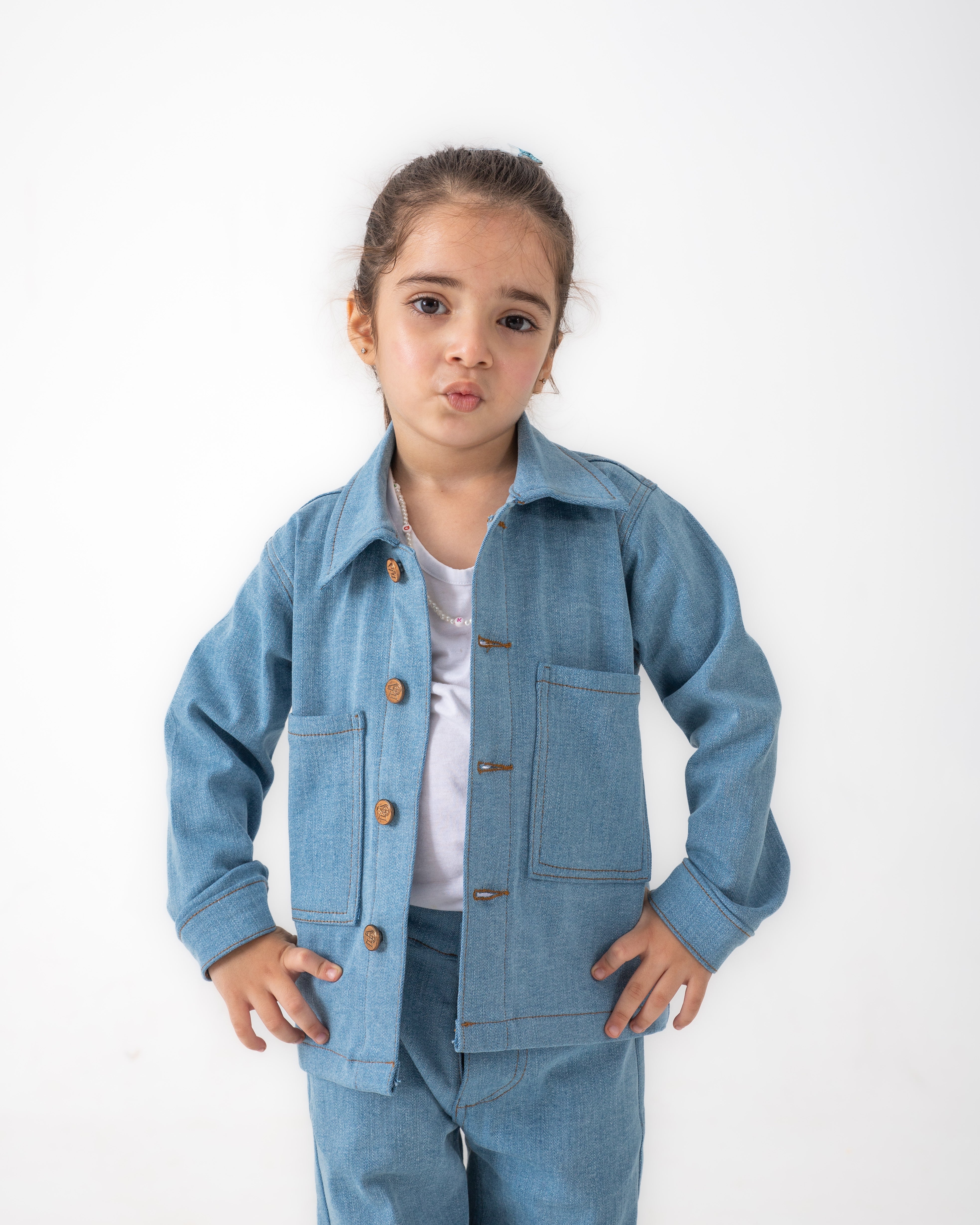 Unisex Light Blue Oversized Jacket and Wide Legged Pant Set