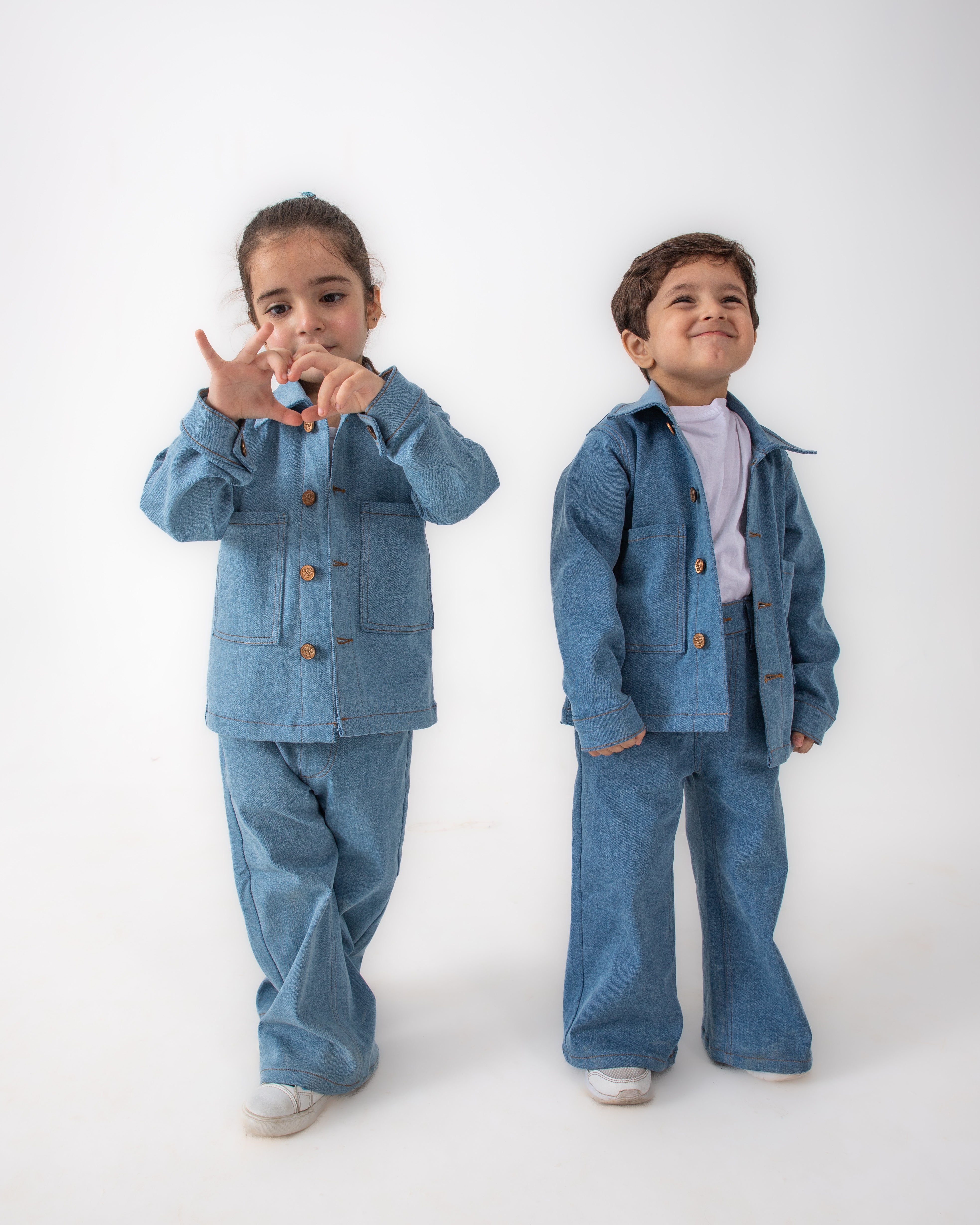 Unisex Light Blue Oversized Jacket and Wide Legged Pant Set