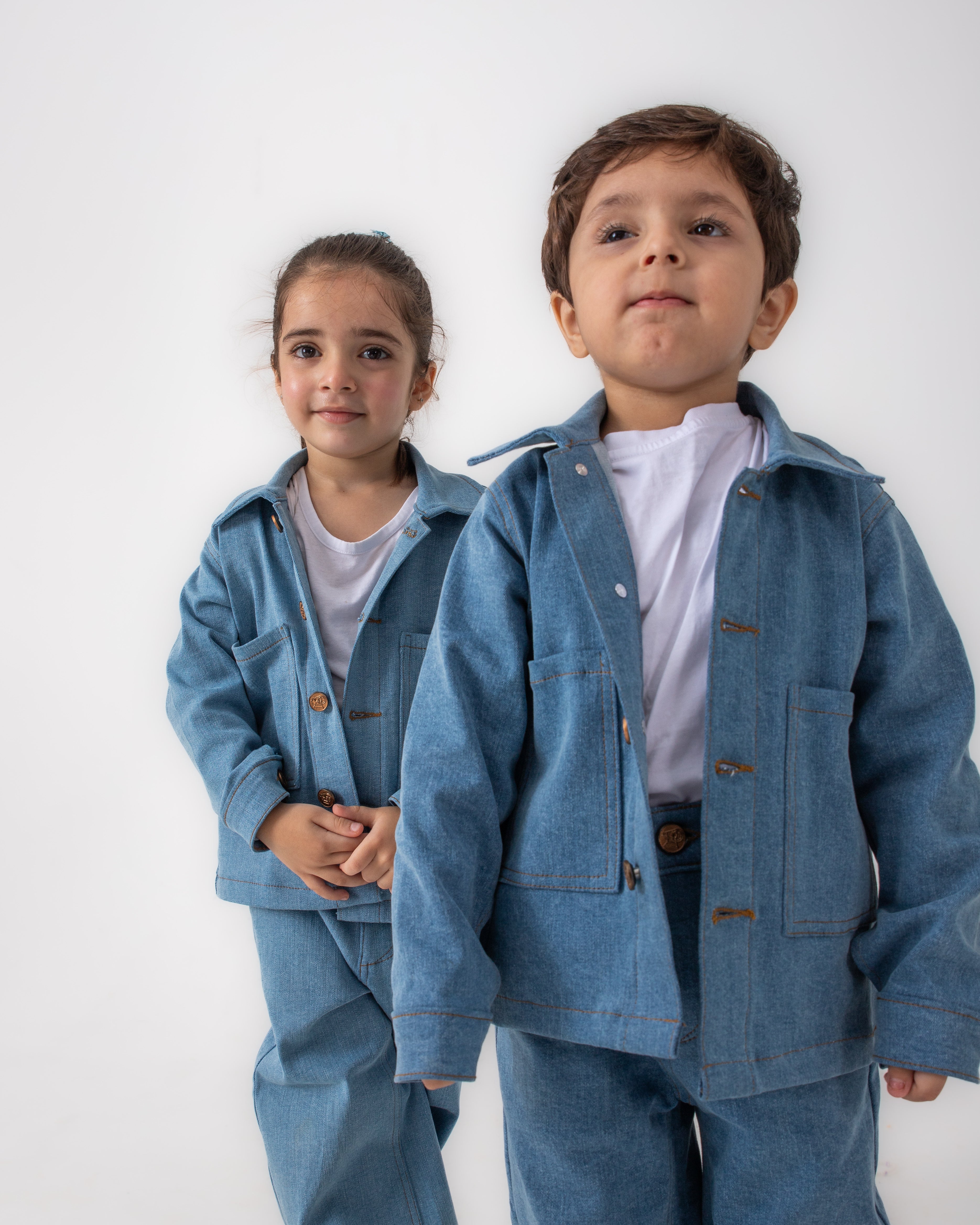 Unisex Light Blue Oversized Jacket and Wide Legged Pant Set