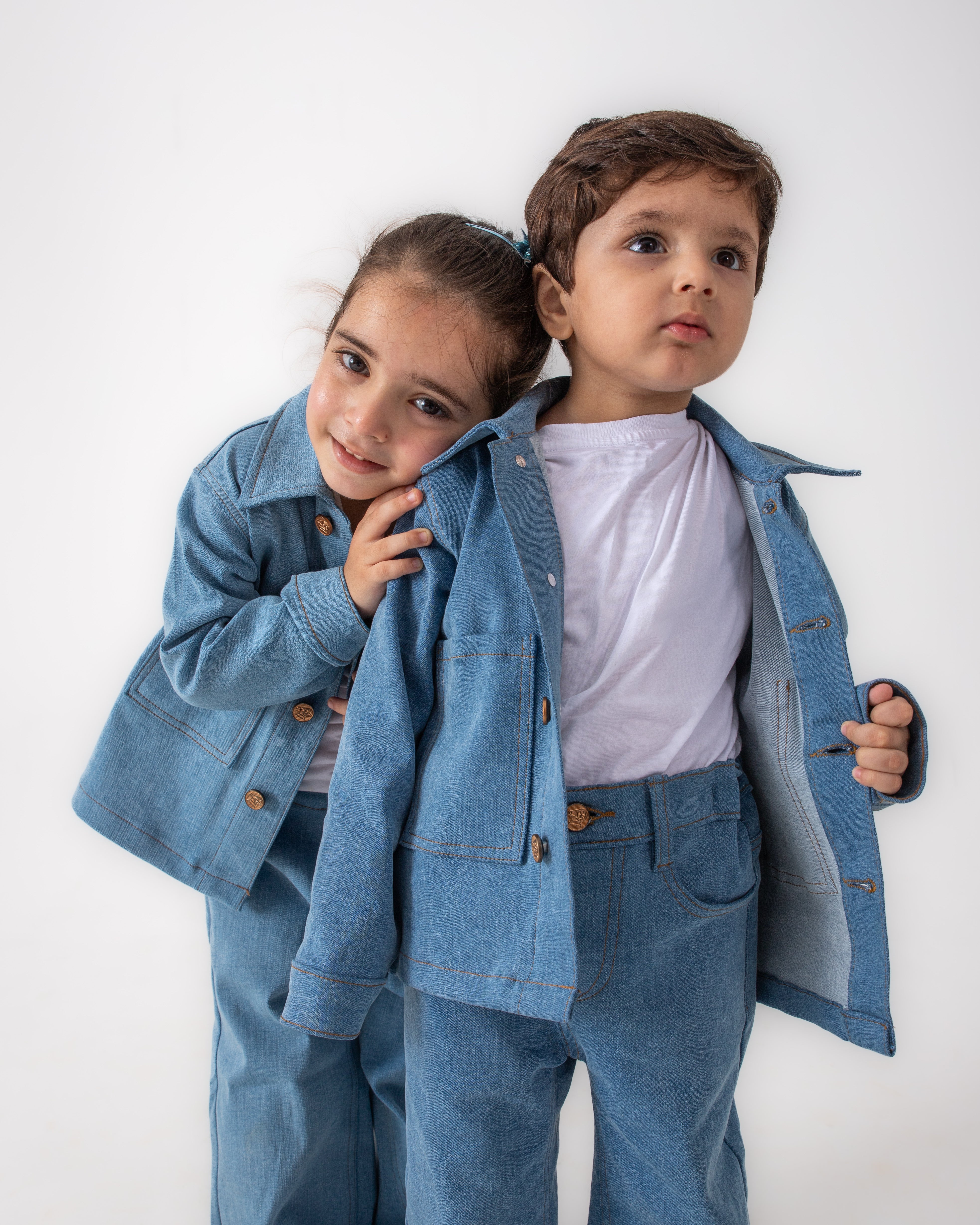 Unisex Light Blue Oversized Jacket and Wide Legged Pant Set