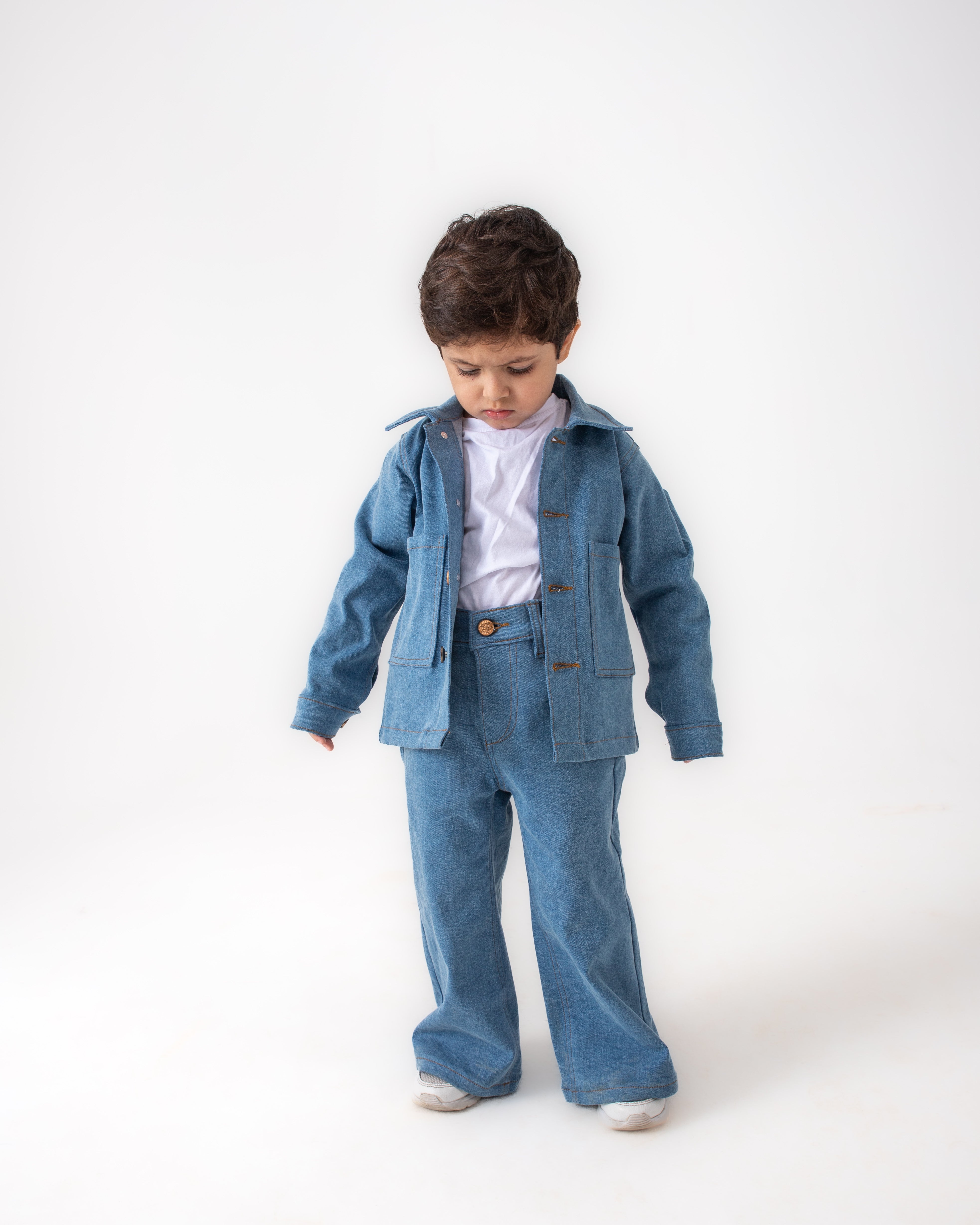 Unisex Light Blue Oversized Jacket and Wide Legged Pant Set