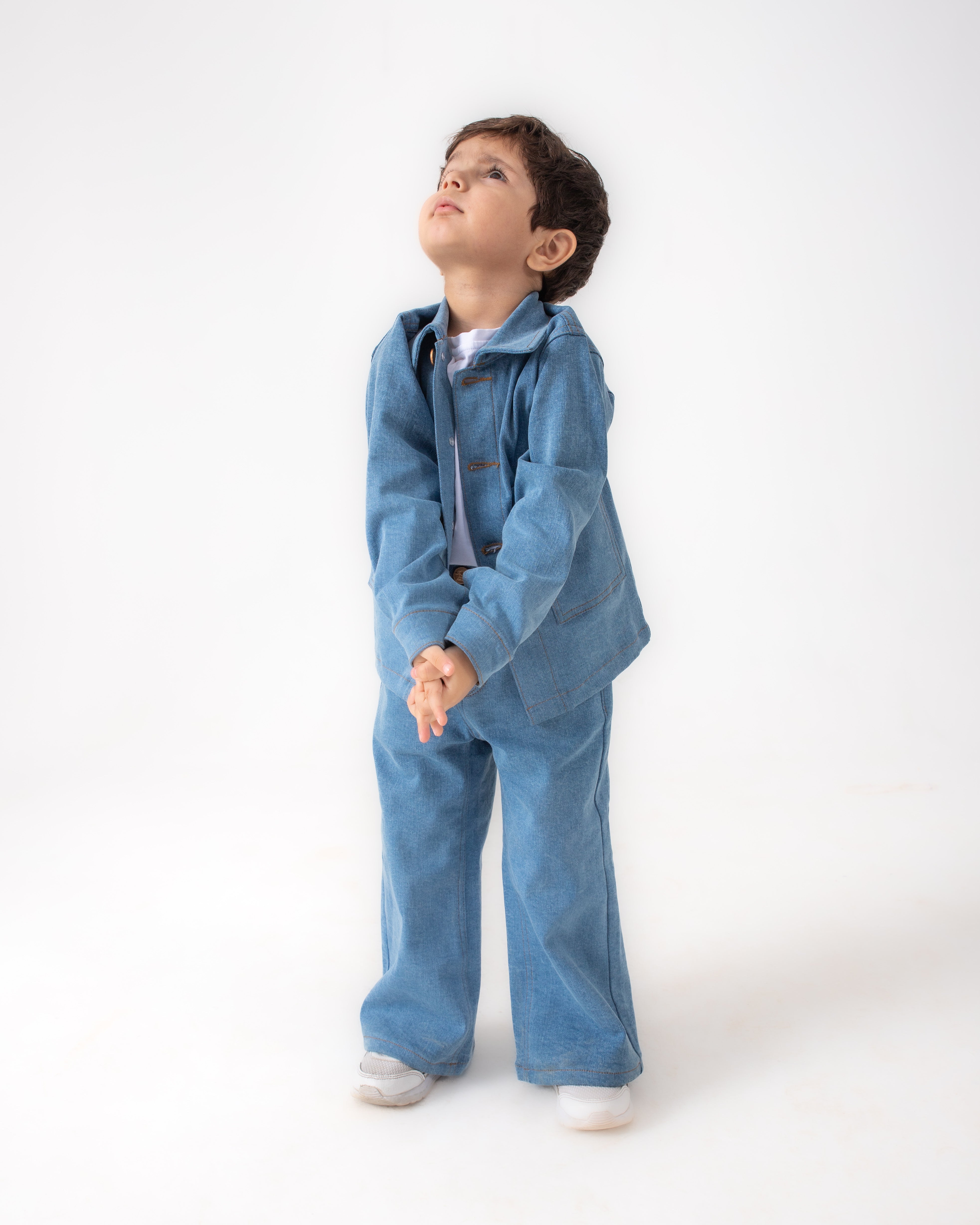 Unisex Light Blue Oversized Jacket and Wide Legged Pant Set