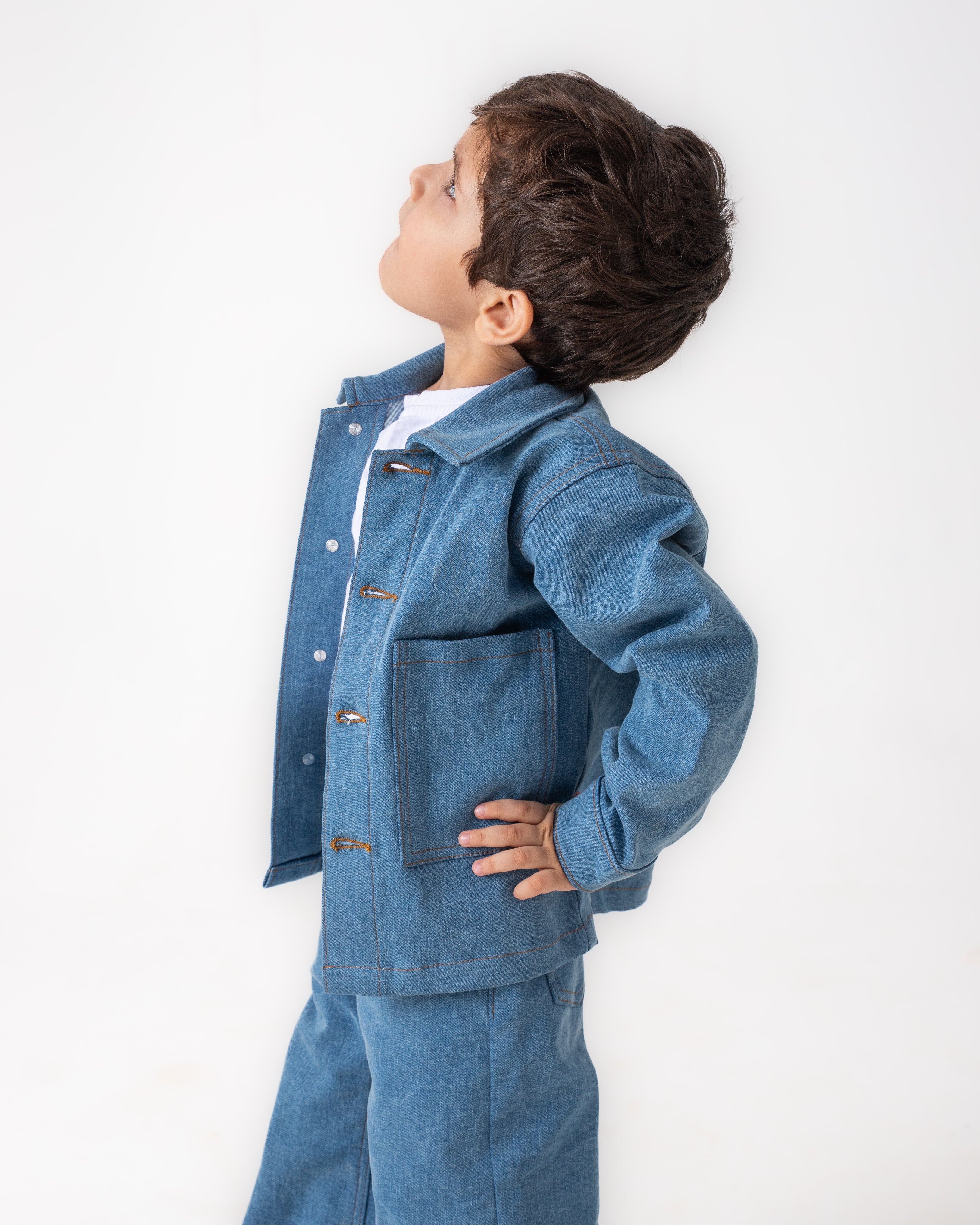 Unisex Light Blue Oversized Jacket and Wide Legged Pant Set