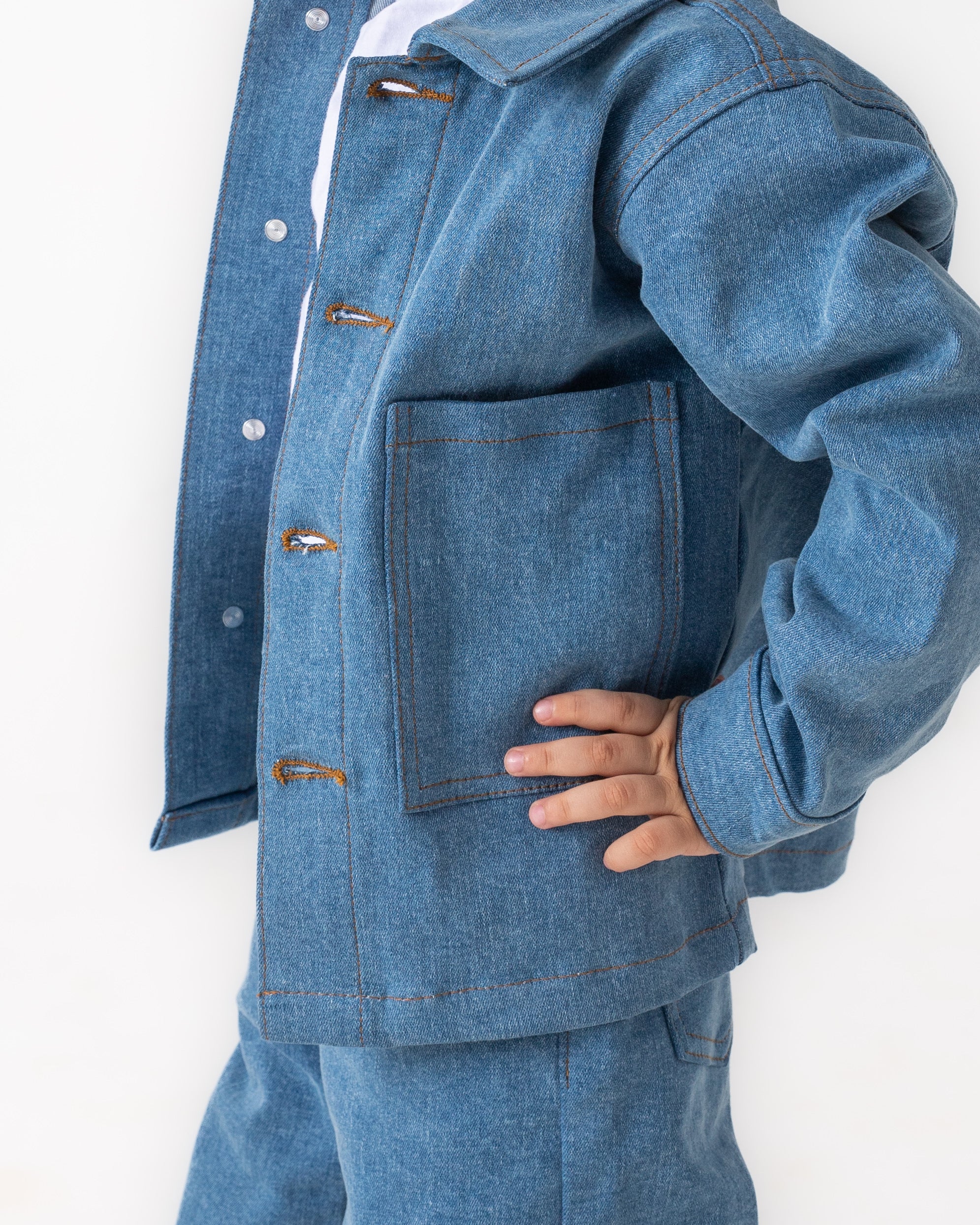 Unisex Light Blue Oversized Jacket and Wide Legged Pant Set