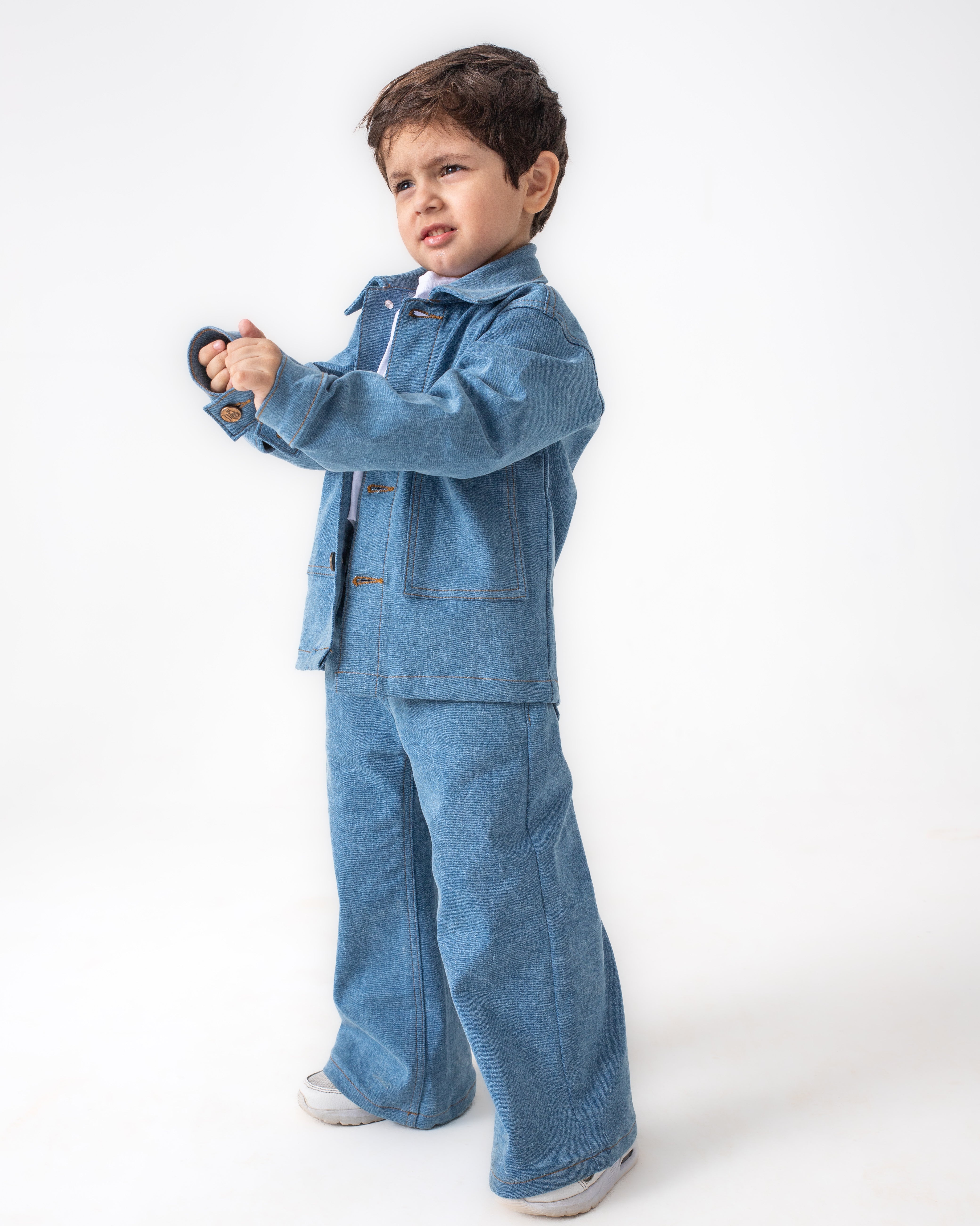 Unisex Light Blue Oversized Jacket and Wide Legged Pant Set