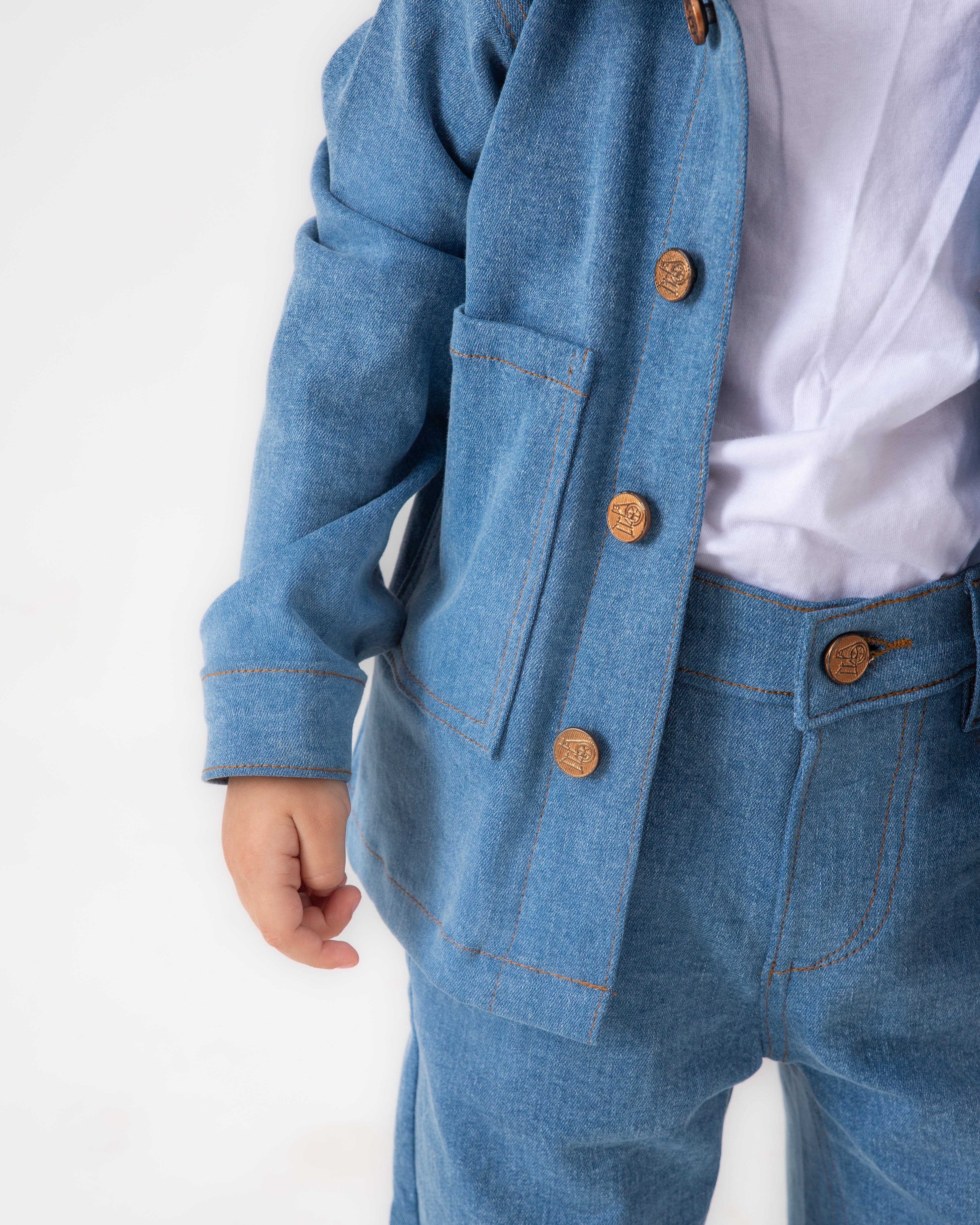 Unisex Light Blue Oversized Jacket and Wide Legged Pant Set
