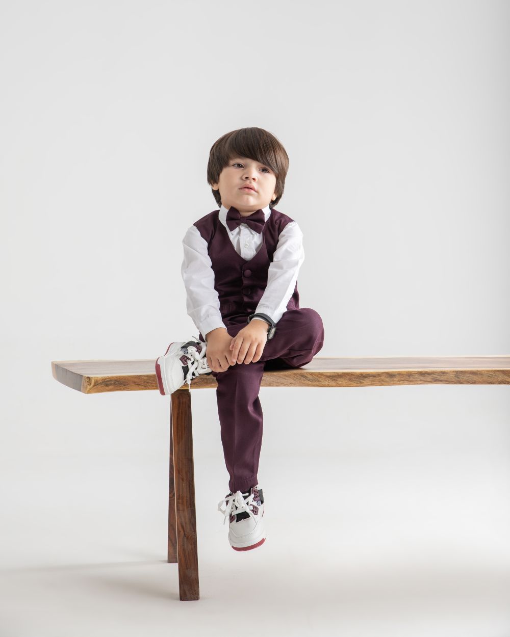 Burgundy Single Buttoned Waistcoat and Pant Set