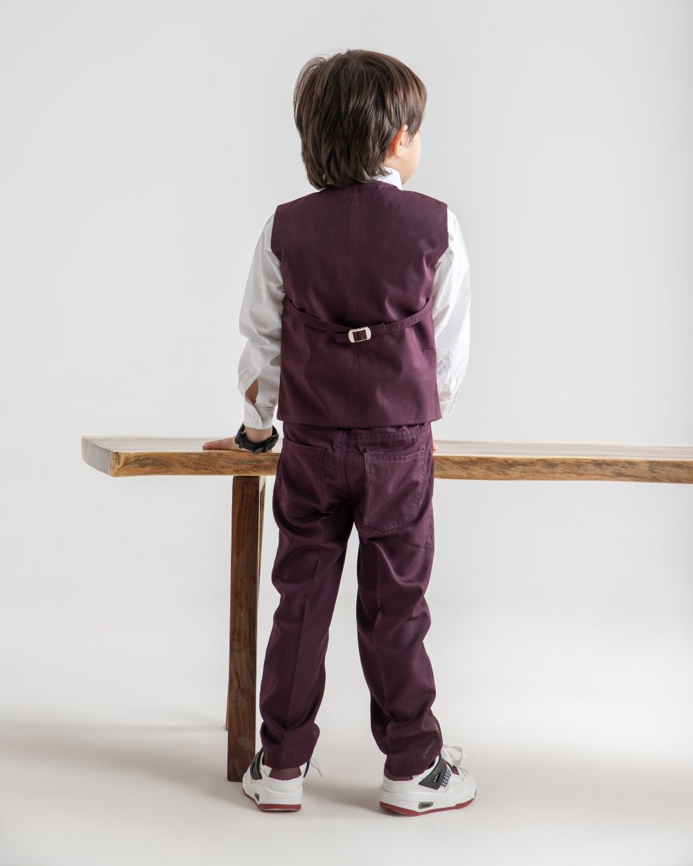 Burgundy Single Buttoned Waistcoat and Pant Set