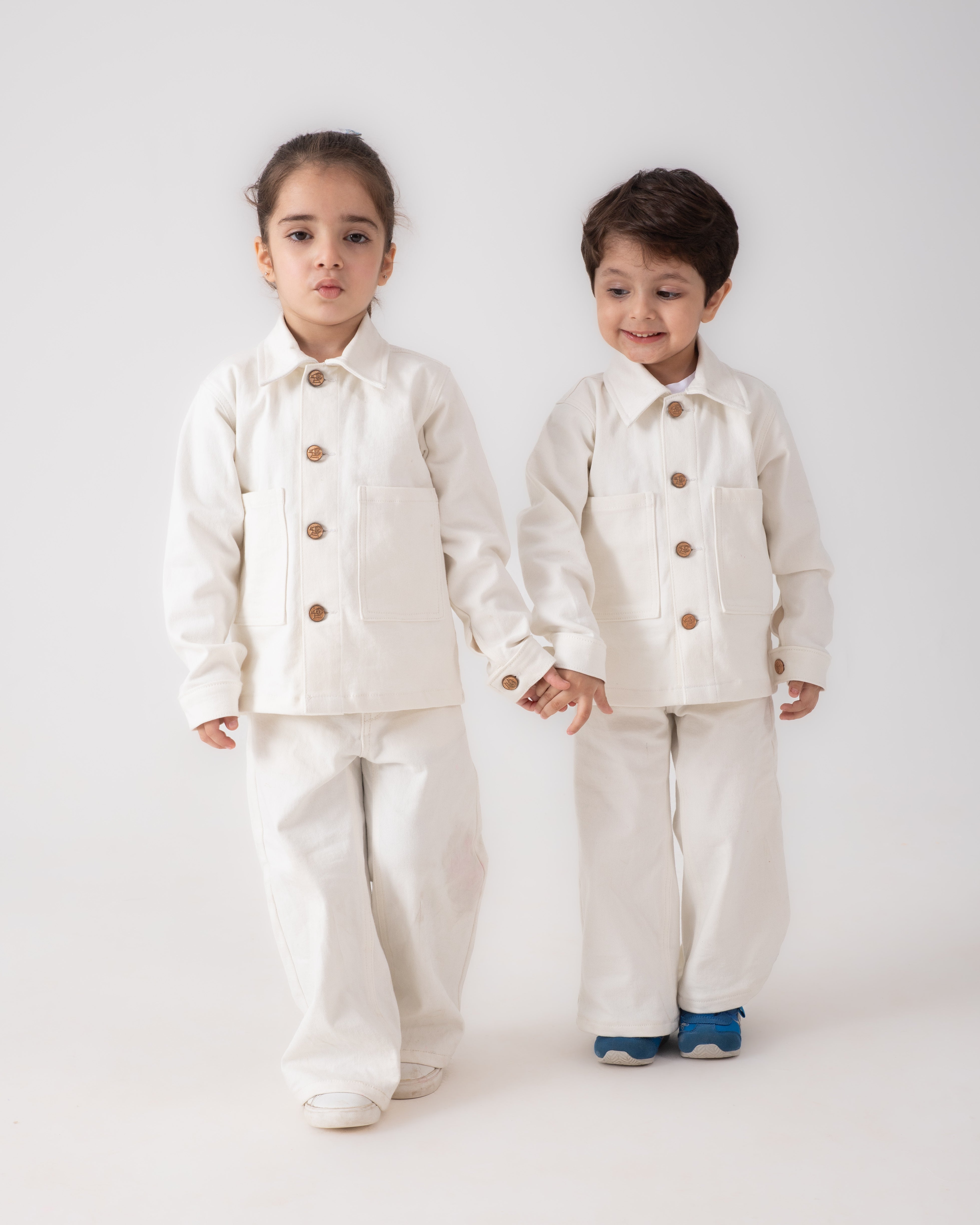 Unisex White Oversized Jacket and Wide Legged Pant Set