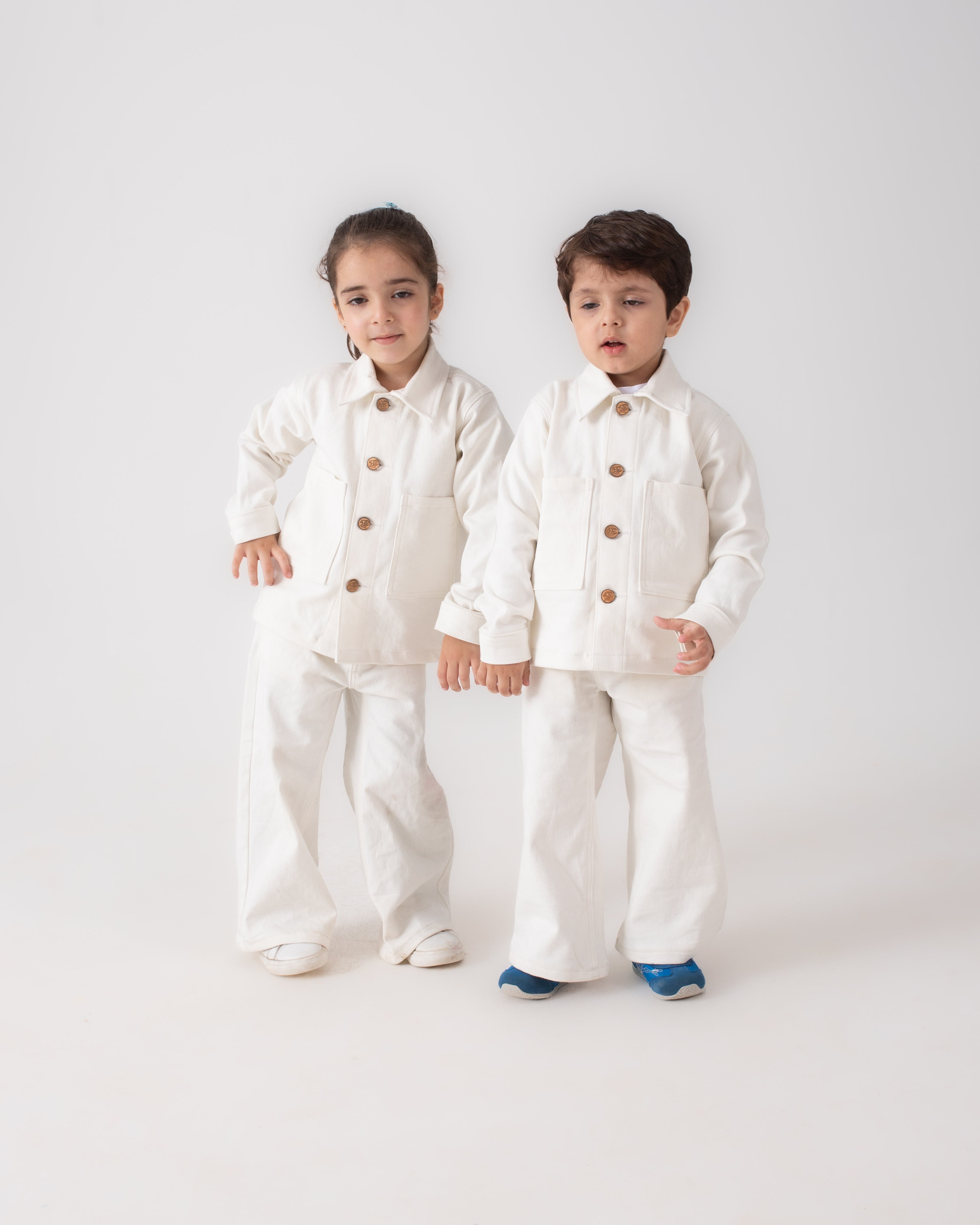 Unisex White Oversized Jacket and Wide Legged Pant Set